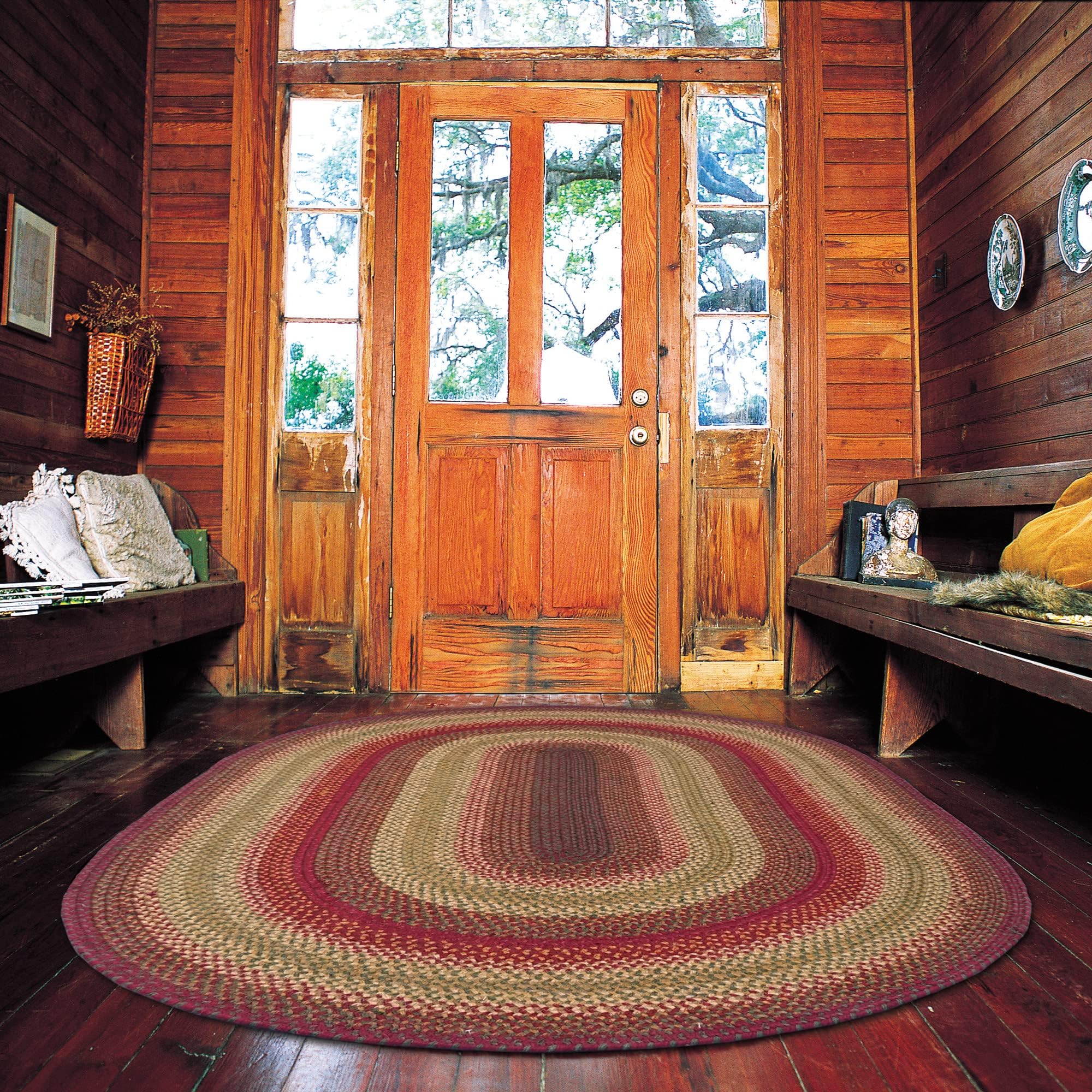 Oval Jute Braided Rug – All Natural Fiber 4' x 6' Area Rug, Made With Natural Jute Twine – A Reversible Rug for Rustic Home Décor – Homespice Cider