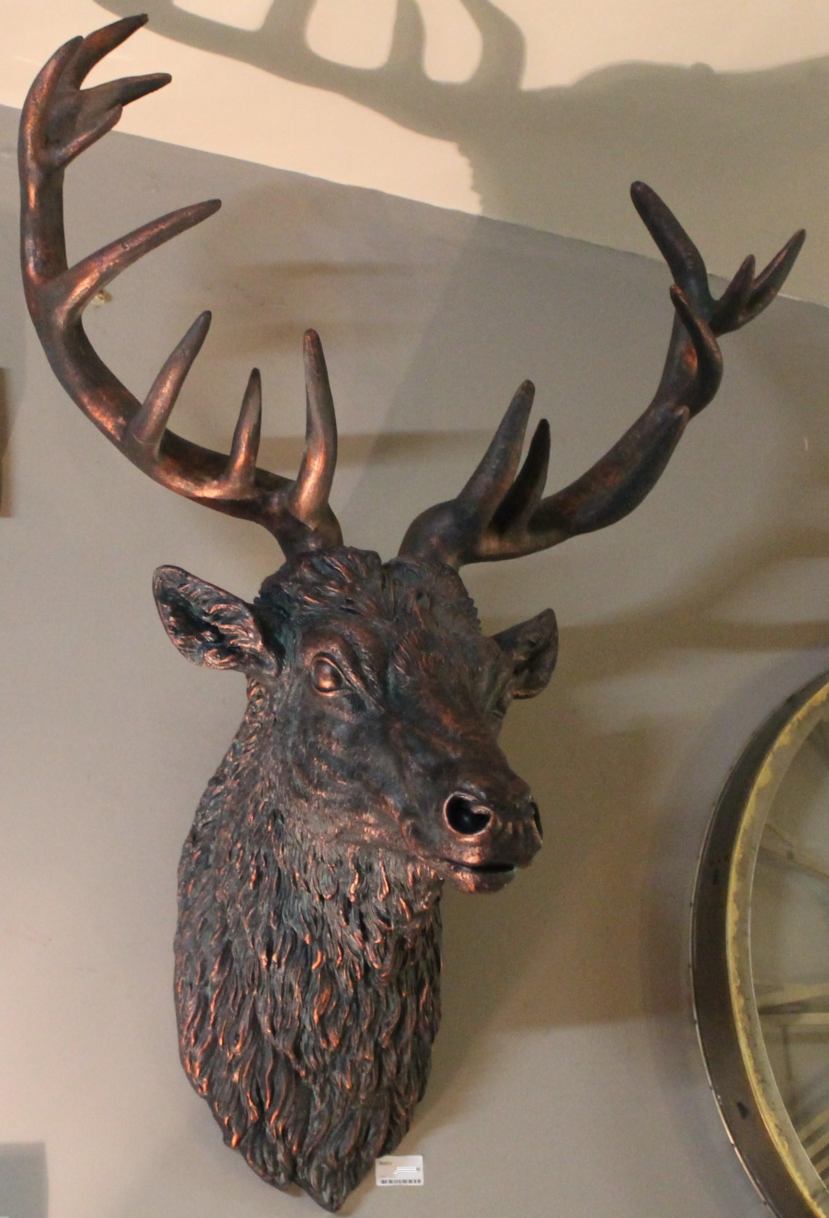 Large Deer Stag Head Wall Mount - Antique Gold and Bronze - Beautiful Wall art - Stag with Antlers - Resin