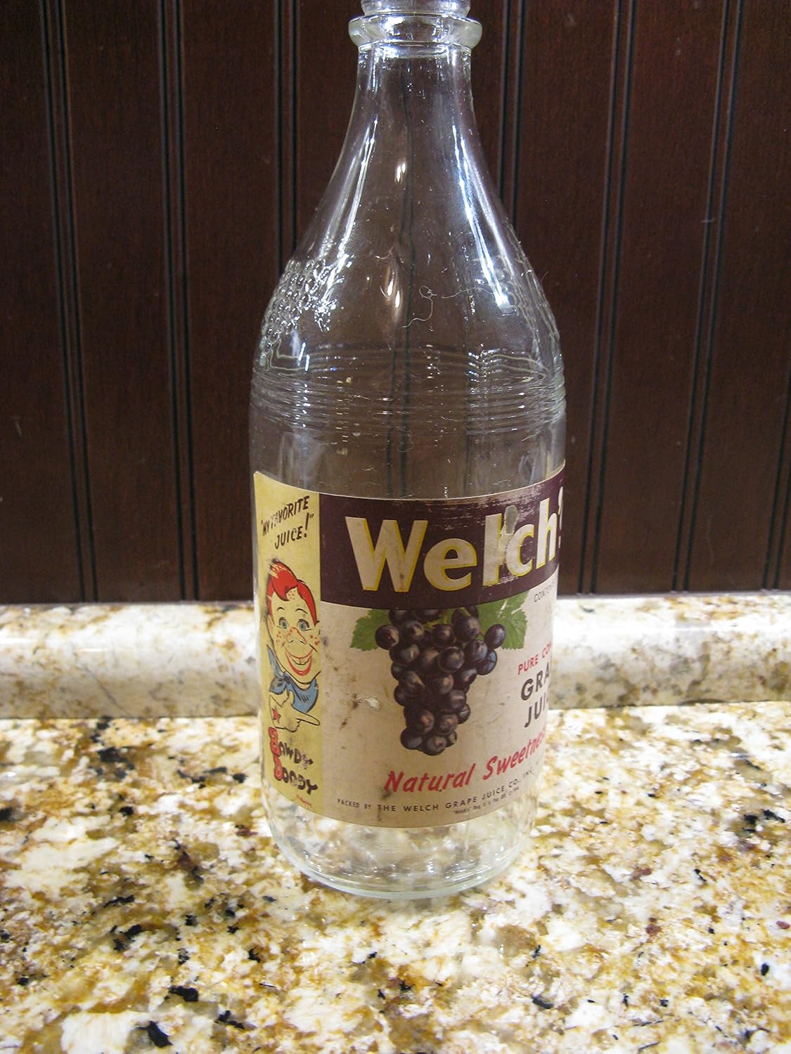 Rare Howdy Doody Welch's Grape Juice Glass Bottle (1950s