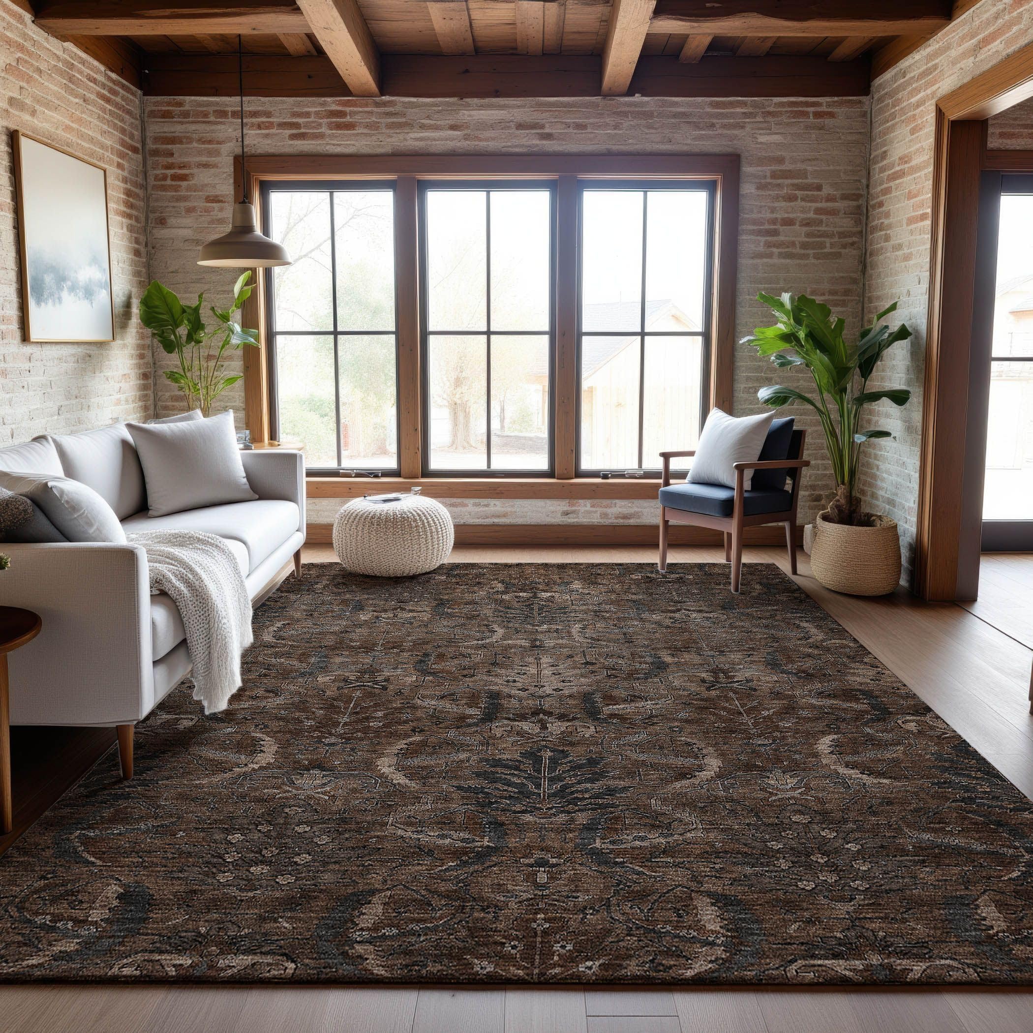 Addison Rugs Mayfield AMF1082 Fudge 9' x 12' Indoor Premium Machine Washable Rug, Silky Soft, Easy Clean, Non Shedding, Bedroom, Living Room, Dining