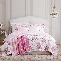 Vista 36 de Shabby Chic® - Juego de edredón tamaño Queen, ropa de cama reversible de algodón con fundas a juego, decoración del hogar bellamente fruncida