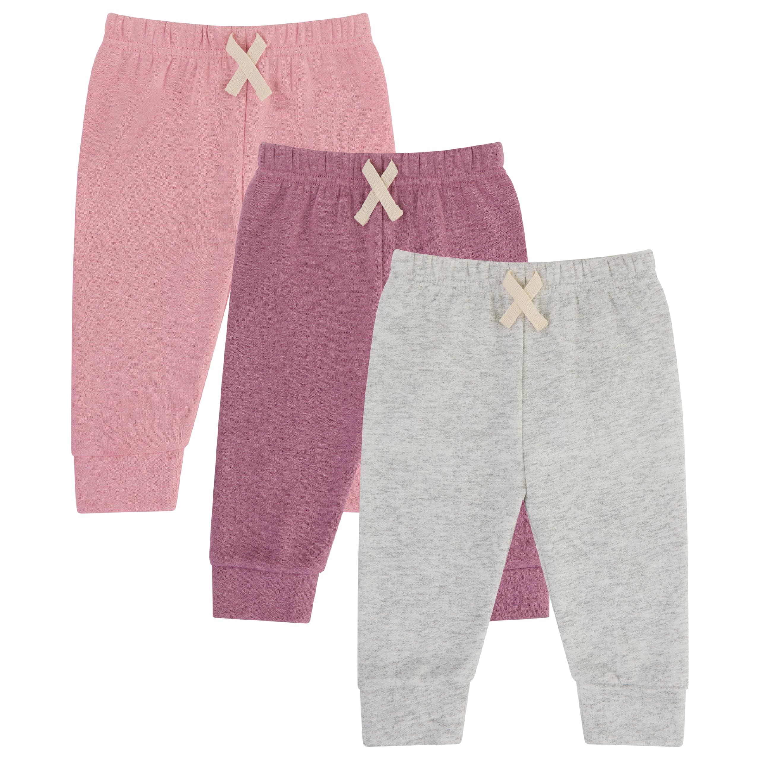 Baby & Toddler Girls 3-Pack Joggers, Cotton Blend Pants, 0-3M to 5T