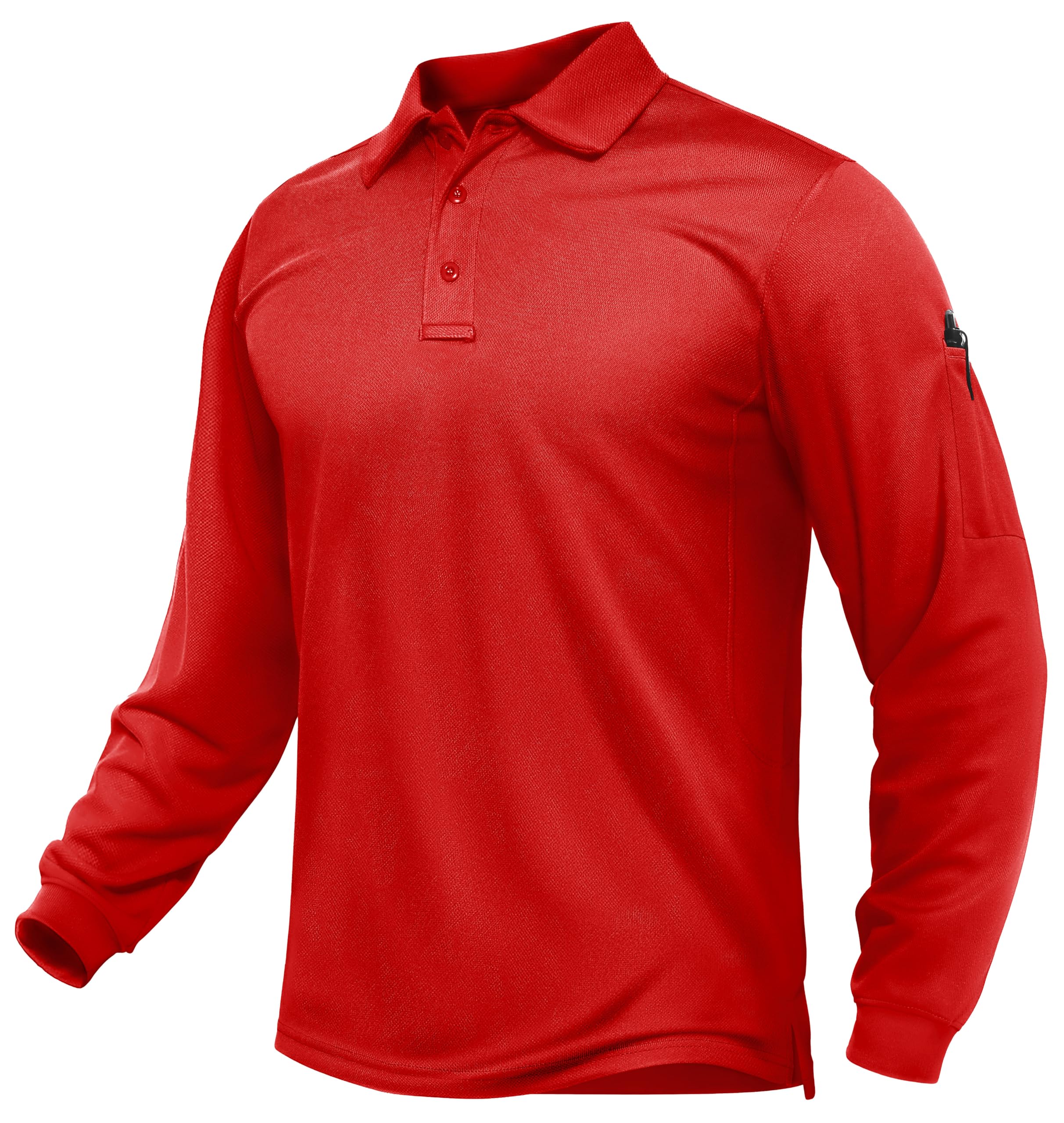 TACVASEN Men's Long Sleeve Polo Shirts Quick Dry Tactical Golf Collared Lightweight Work Breathable Moisture Wicking Outdoor