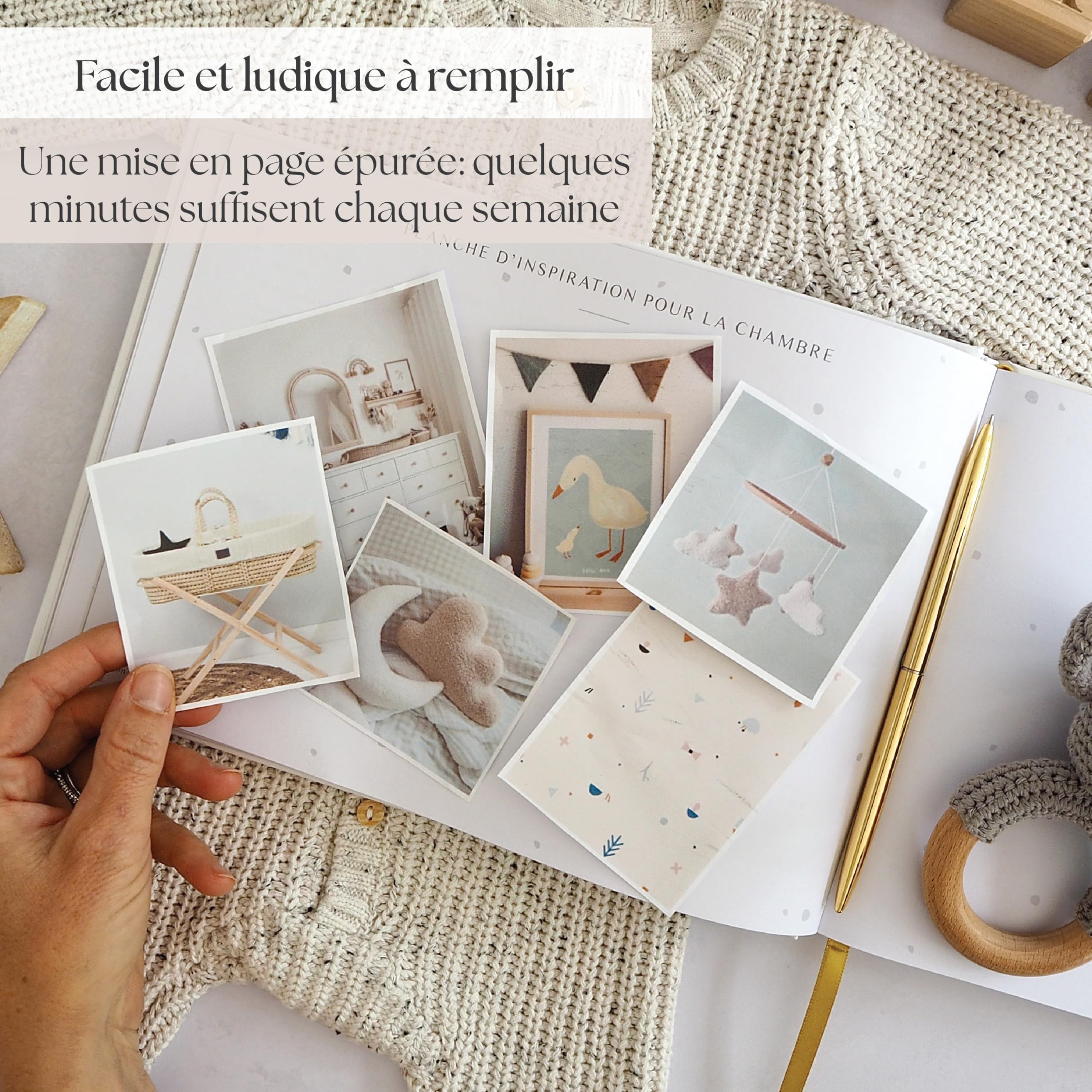 Journal de Grossesse de Luxe pour Futures Mamans - Carnet avec Calendrier, Scrapbook, Check-list, Organisateur et Livre de Naissance (Doré)