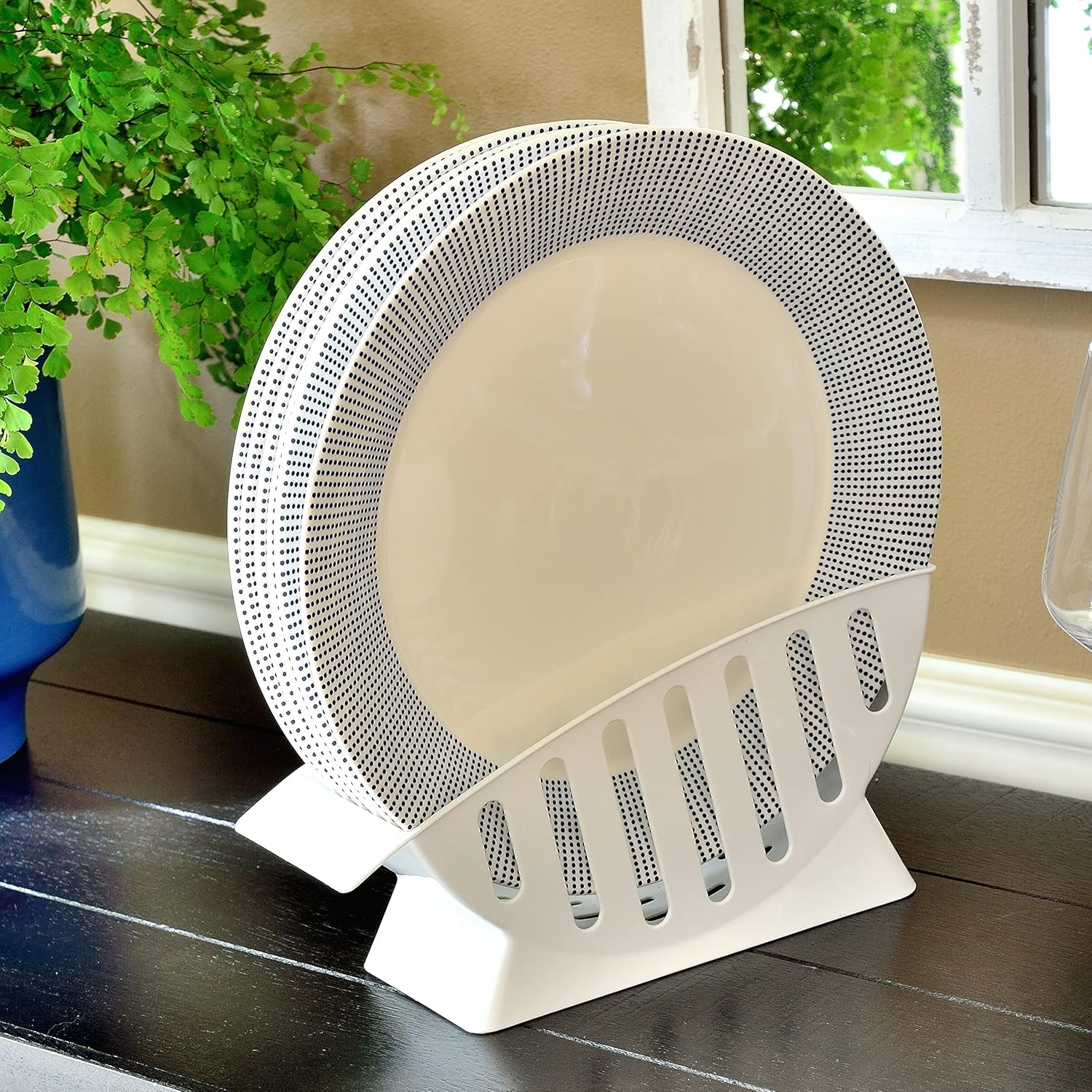 Youngever 10 Inch Dinner Plates Holder, Dish Drainer, Salad Plate Holder, Dessert Plate Holder, Dinner Plates Rack, Plastic Plates Holder (Pack of 2)