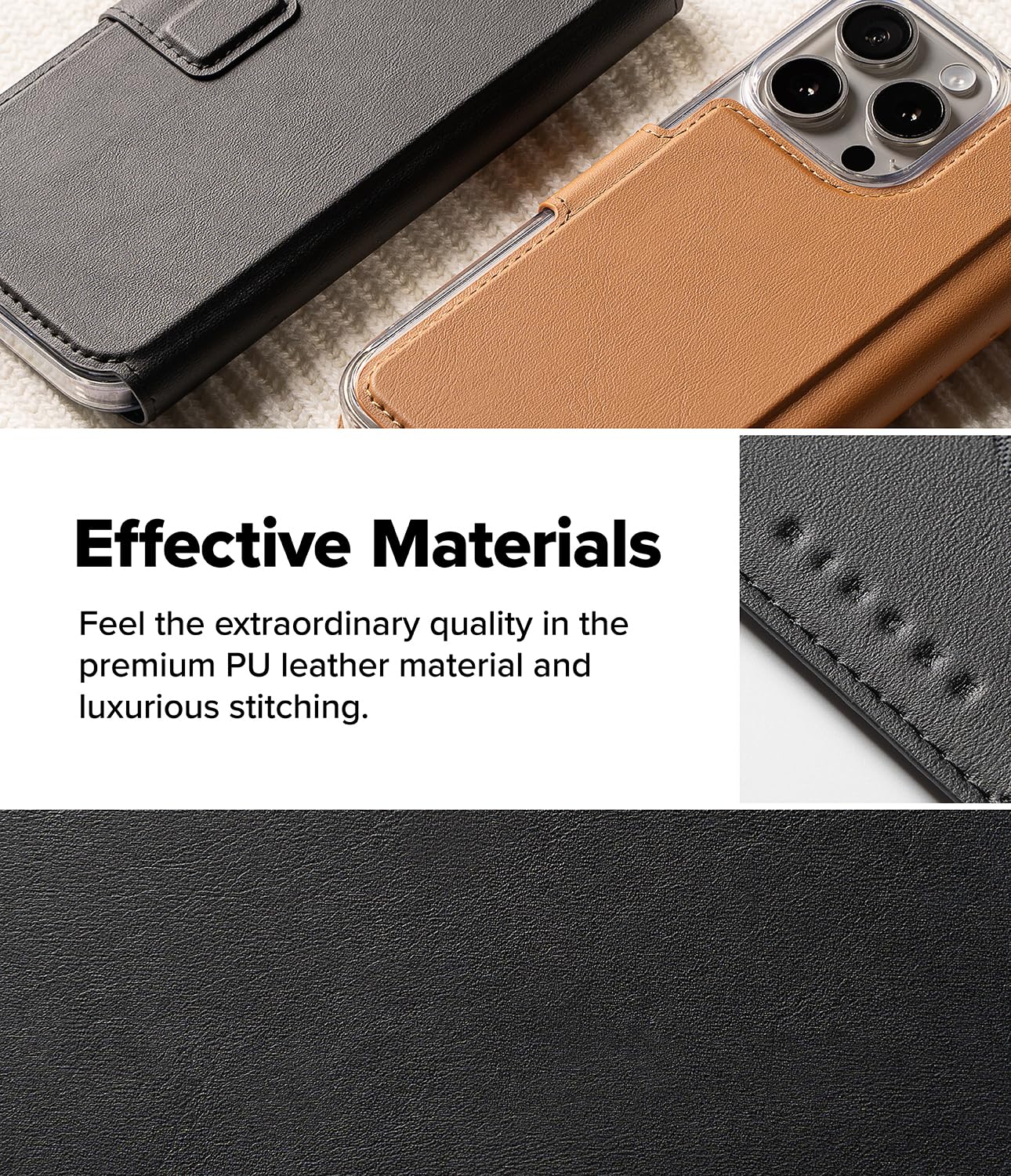 Ringke Folio Wallet Magnetic Compatible con Funda iPhone 16 Pro MAX y iPhone 16 Plus [Aguanta hasta 3 Tarjetas] Funda Desmontable y Plegable de Cuero PU con Soporte y Ranuras para Tarjetas - Black