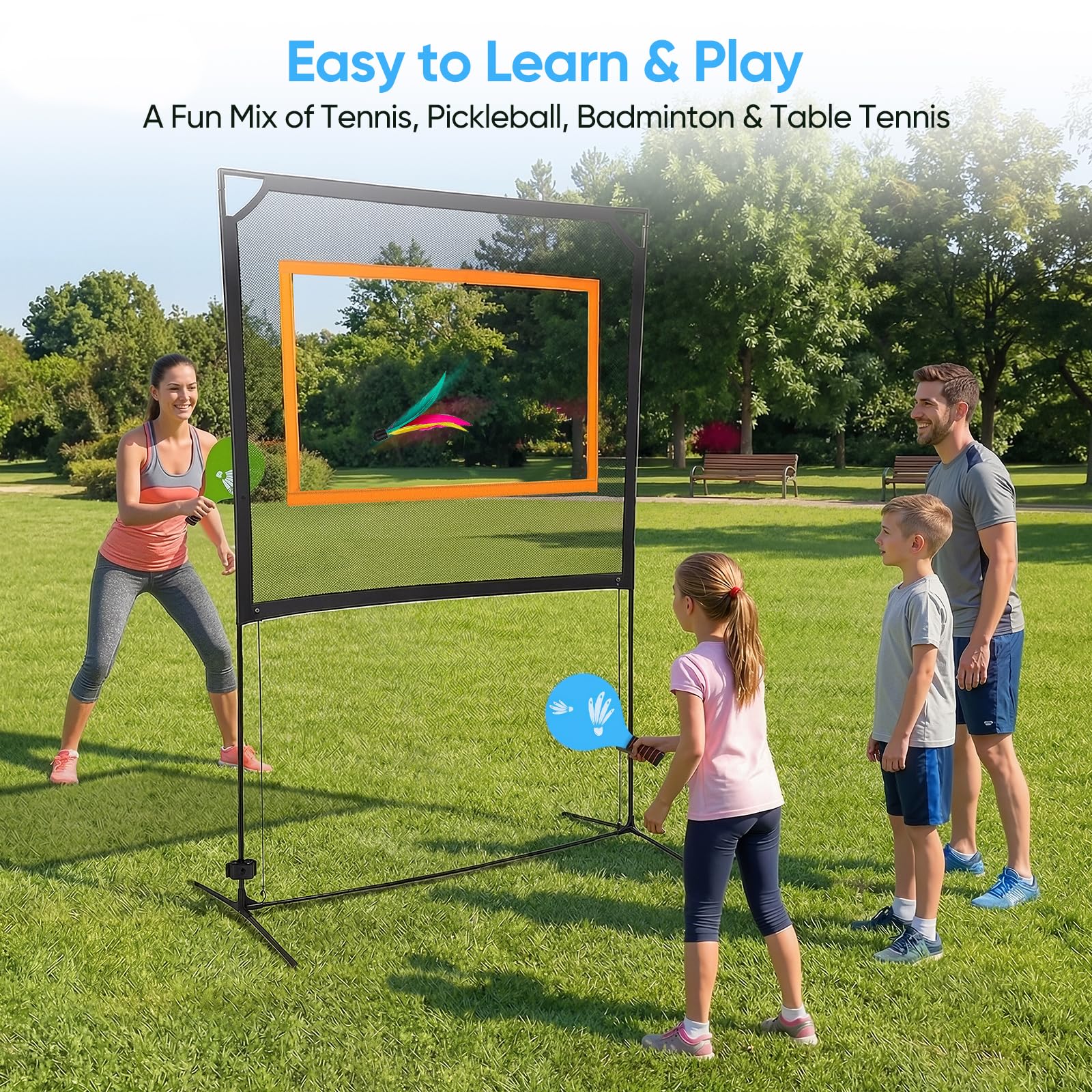 Juego de pickleball portátil con red y 2 raquetas, 8 pelotas de lanzadera, varios deportes de cricket, red de tenis multifunción con bolso, ideal para playa, parque, jardín, familia y amigos