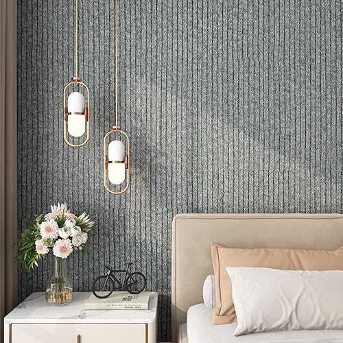 Miniatura 3 de FunStick Papel tapiz de color gris moderno para despegar y pegar, papel de pared de tela de punto para dormitorio, baño, apto para inquilinos, papel