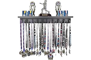 Premier Medal Hanger Display Rack and Trophy Shelf for Gymnastics, Soccer, Basketball,...