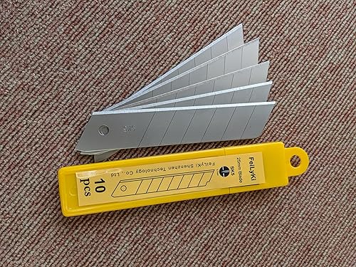 Miniatura 8 de Cuchillo de construcción de cortador de caja de 0.984 in, cuchillo de utilidad resistente, mango de goma Exacto, 3 piezas 10 SK5 cuchillas a