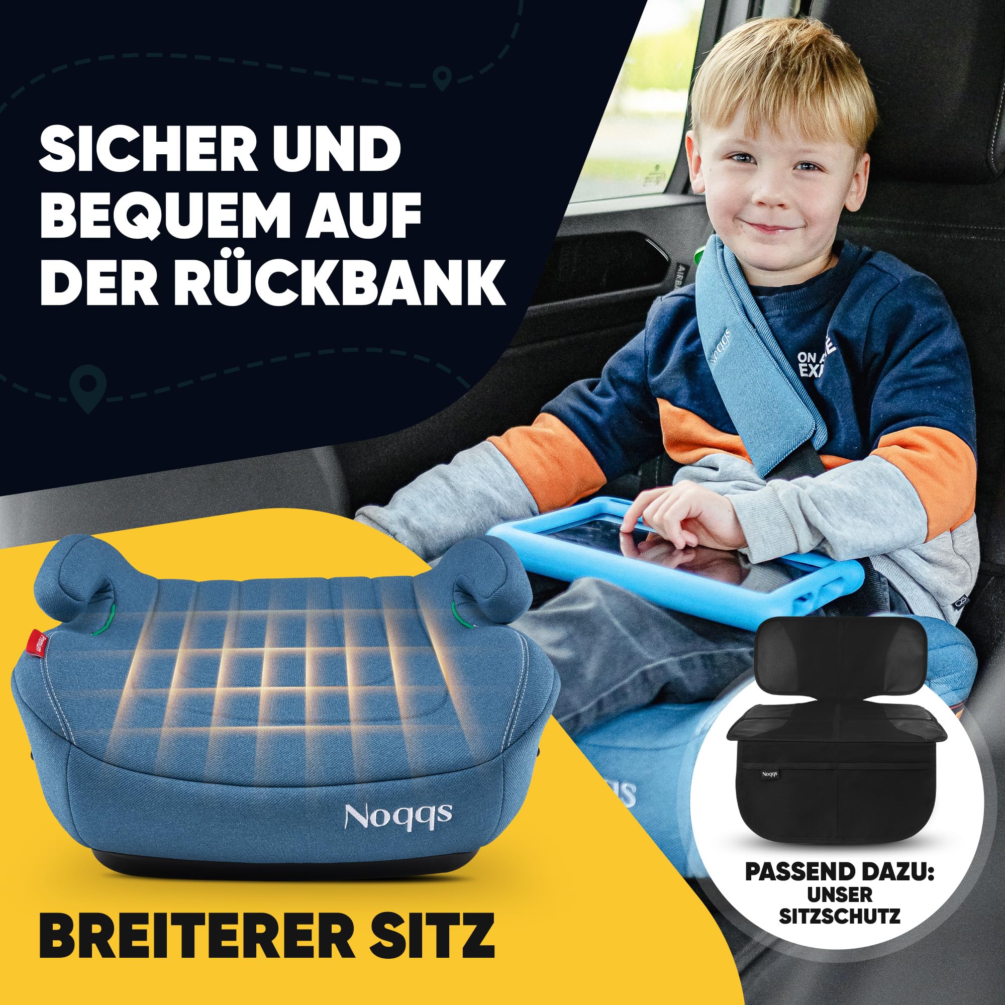 Rivestimento di ricambio per seggiolino auto | lavabile, con imbottitura per cintura (blue)