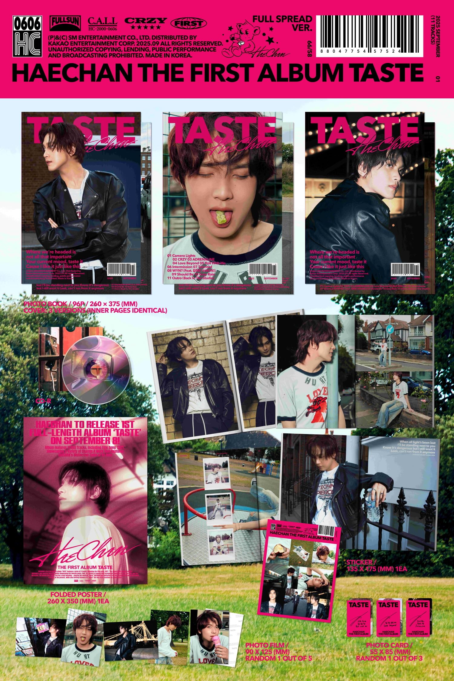 N'CT Haechan TASTE 1er álbum con seguimiento sellado (3 Ver Set (estuche de lata + sabroso + 1 extensión completa))