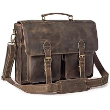 LEATHER VILLAGE Briefcase Leather Messenger Bag for Men-16 Handmade Vintage Laptop Satchel Crossbody Bag for Work/Travel