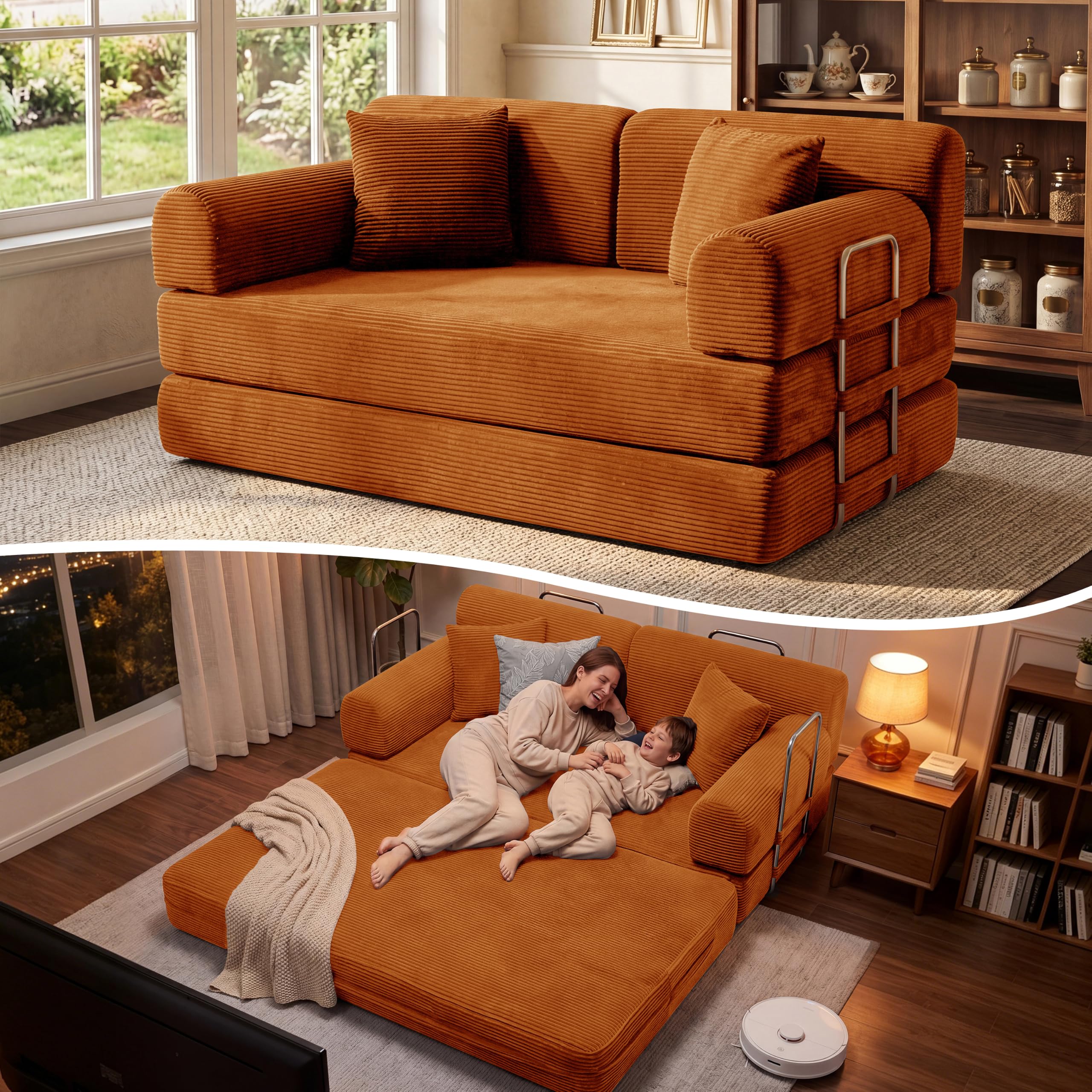 Photo 1 of BSHOMGI Convertible Sofa Couch Bed, 59" Corduroy Sleeper