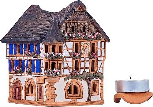 Miniatura 3 de Réplica de casa en miniatura de cerámica de la casa original Kaysersberg, Alsacia, Francia, portavelas de luz de té, decoración del hogar, hecha a