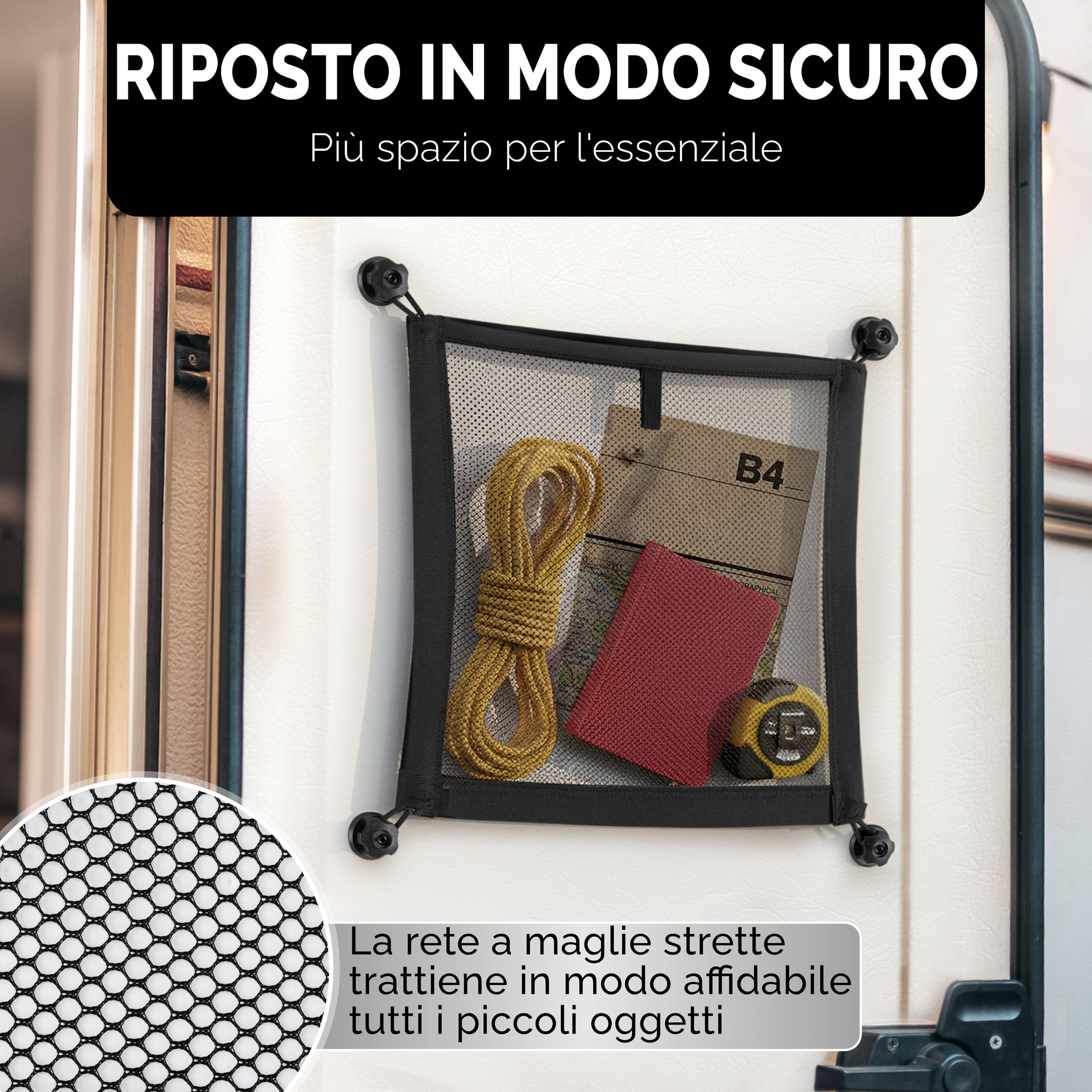 Borsa portaoggetti per bagagliaio di un'auto Reti a rete in nylon Rete per bagagli con corda elastica extra large per furgone da carico Camper Casa mobile Caravan Barca  34