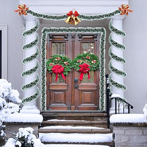 Miniatura 5 de Guirnalda de oropel de Navidad verde de 50 pies, guirnalda colgante brillante para decoración de árbol de Navidad, decoración navideña para el