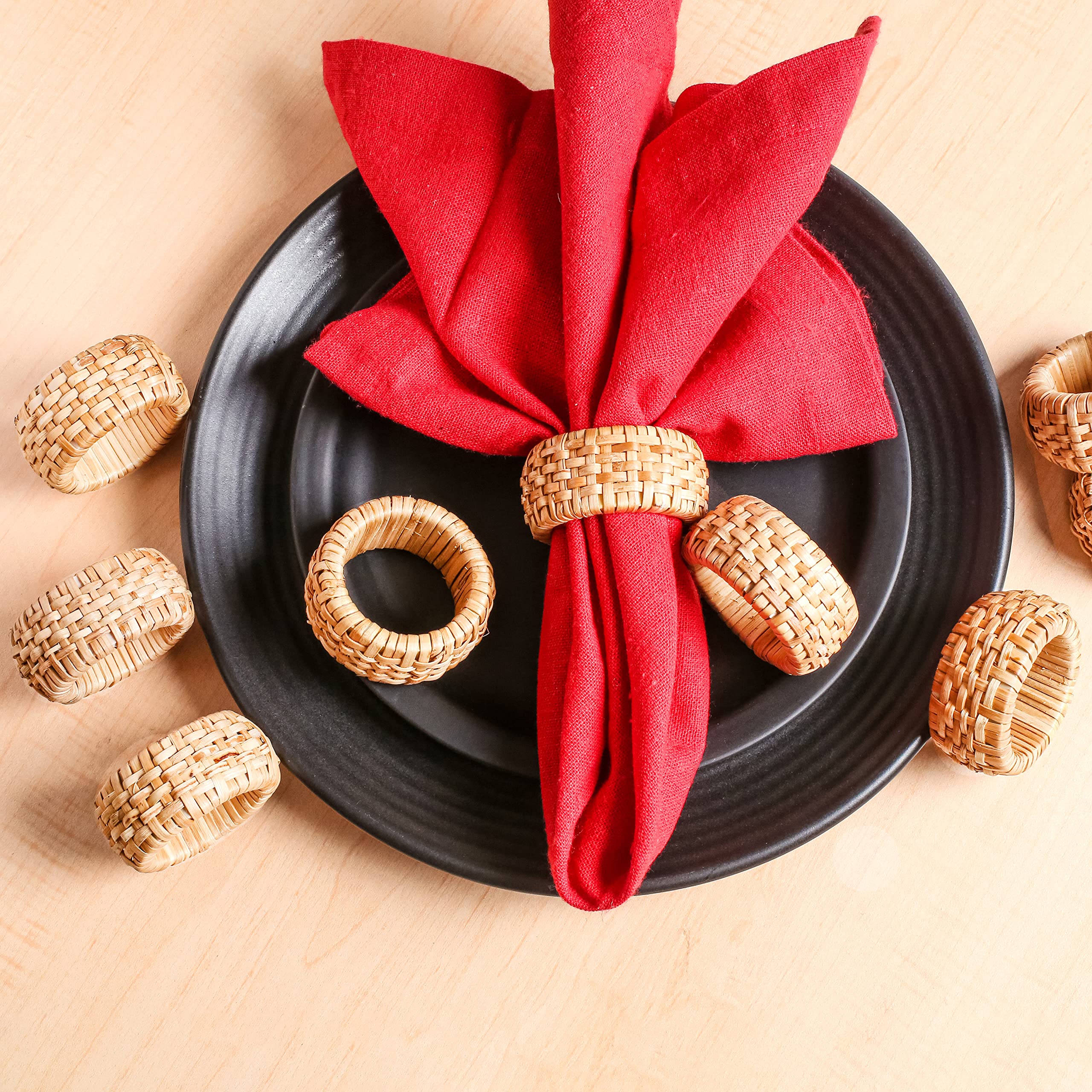 Jute Serviettenringe 12er Set In Blaugrün & Natur – Handgefertigte Tischdekoration Für Weihnachten, Thanksgiving & Festliche Anlässe