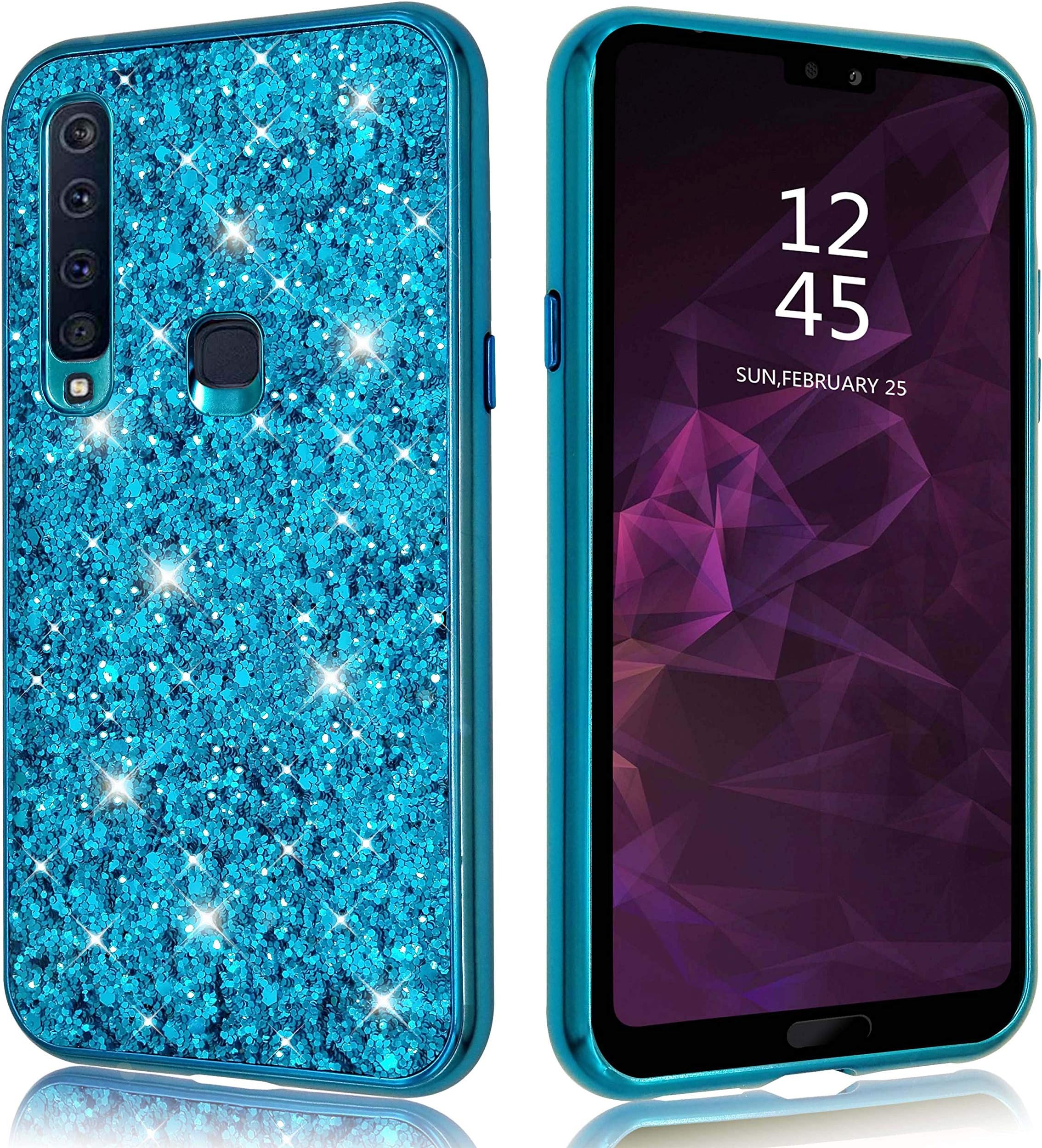Aokebr Glitter Shiny Bling Sequin Case for Samsung Galaxy A9 2018 Sparkle Hard Luxury Thin Soft Cute Girl Women Phone Cover for Samsung GALAXYA9 (2018) (Blue)