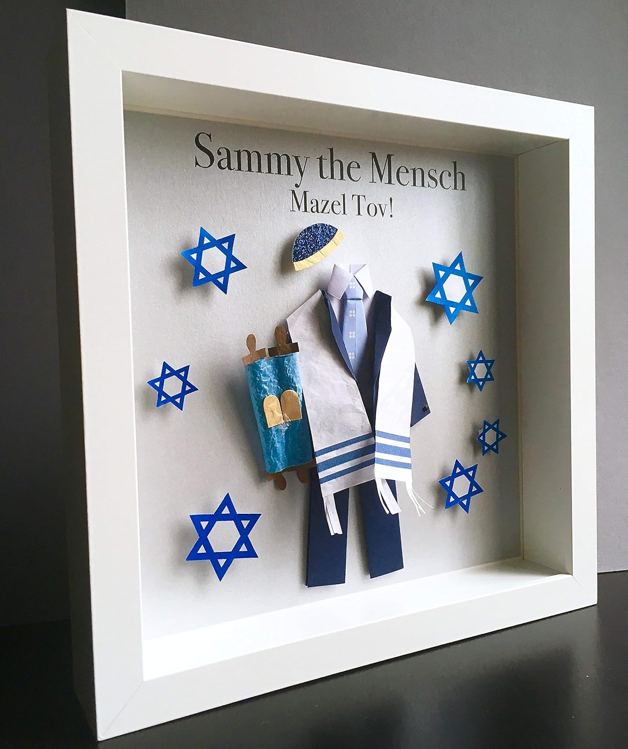 Personalized Custom Bar Mitzvah Mazel Tov Frame with Paper