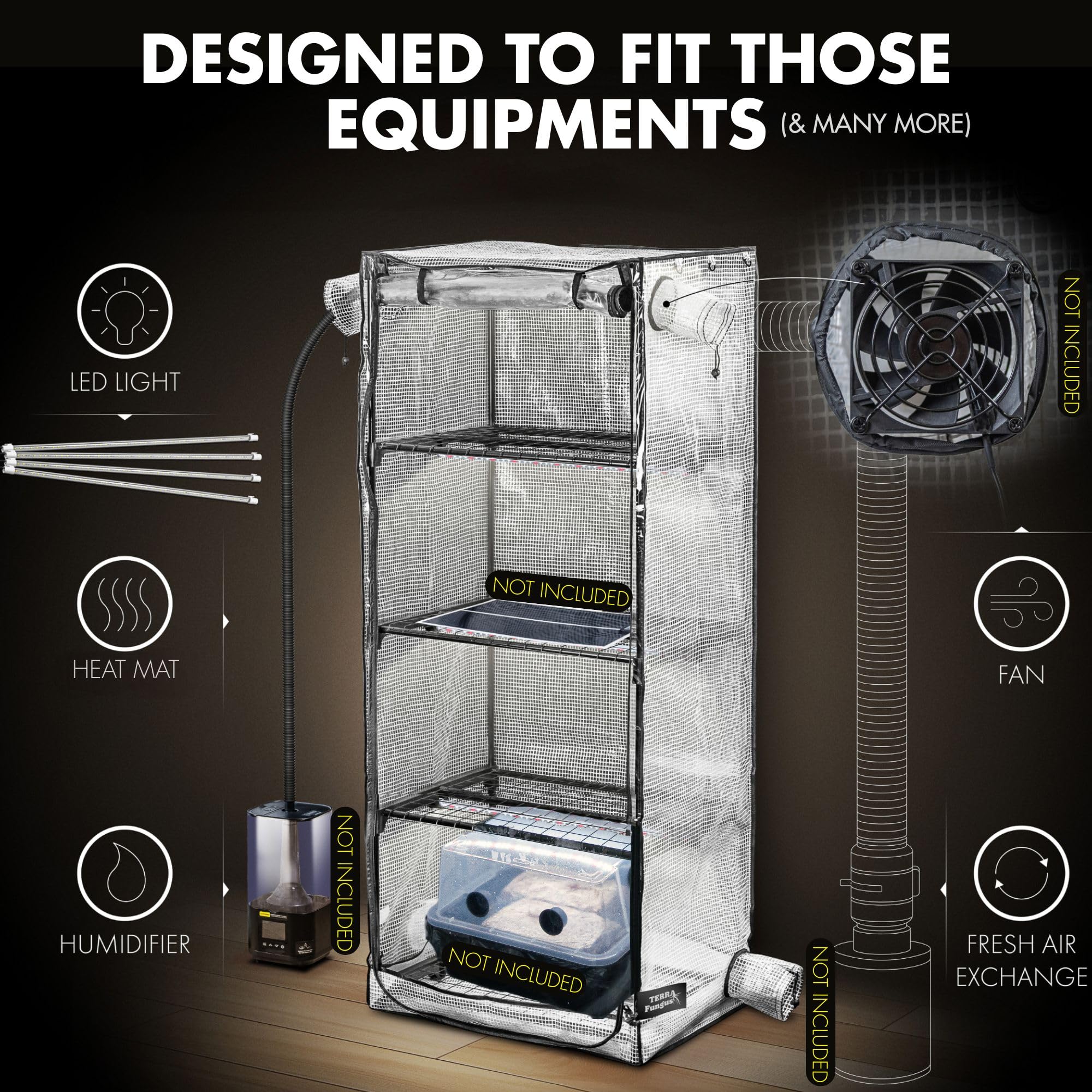 Mushroom Grow Tent with light and timer 6500k LED Grow Light, 4
