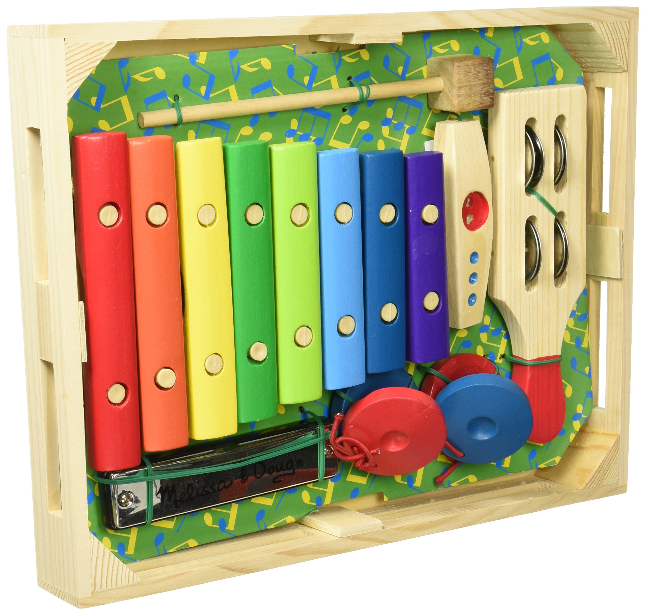 Melissa & Doug Band-In-A-Box Hum! Jangle! Shake! - 7-Piece Musical Instrument Set
