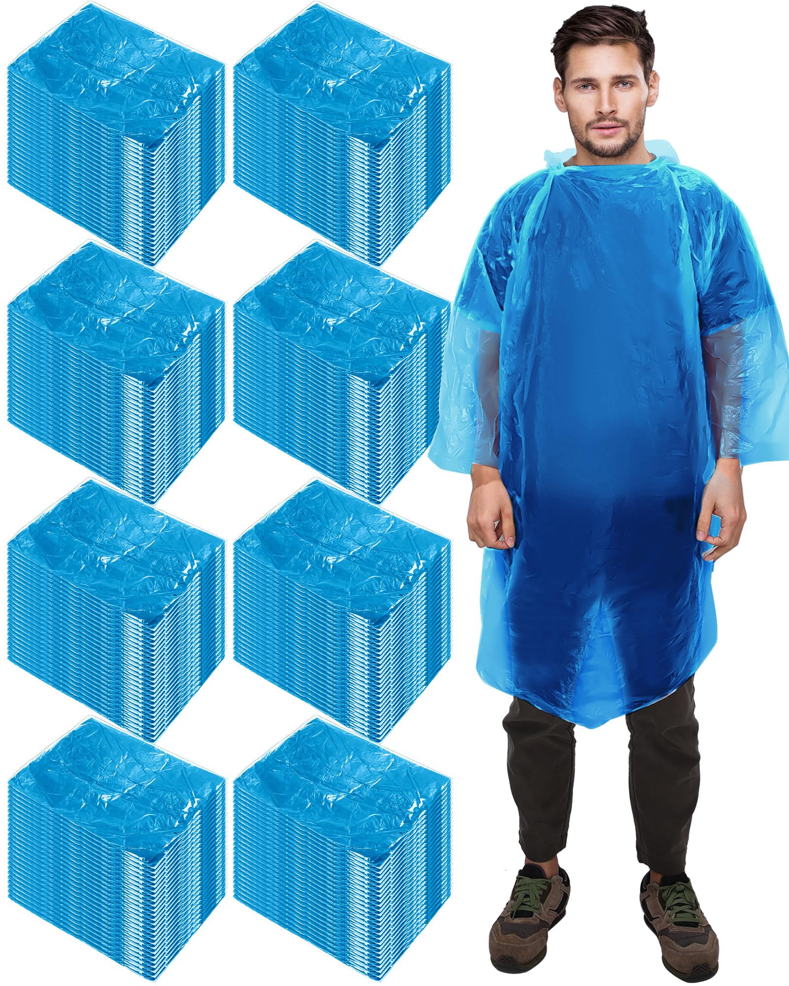Paquete de 120 ponchos de lluvia desechables para adultos a granel, paquete familiar de poncho de lluvia de emergencia, poncho desechable con capucha