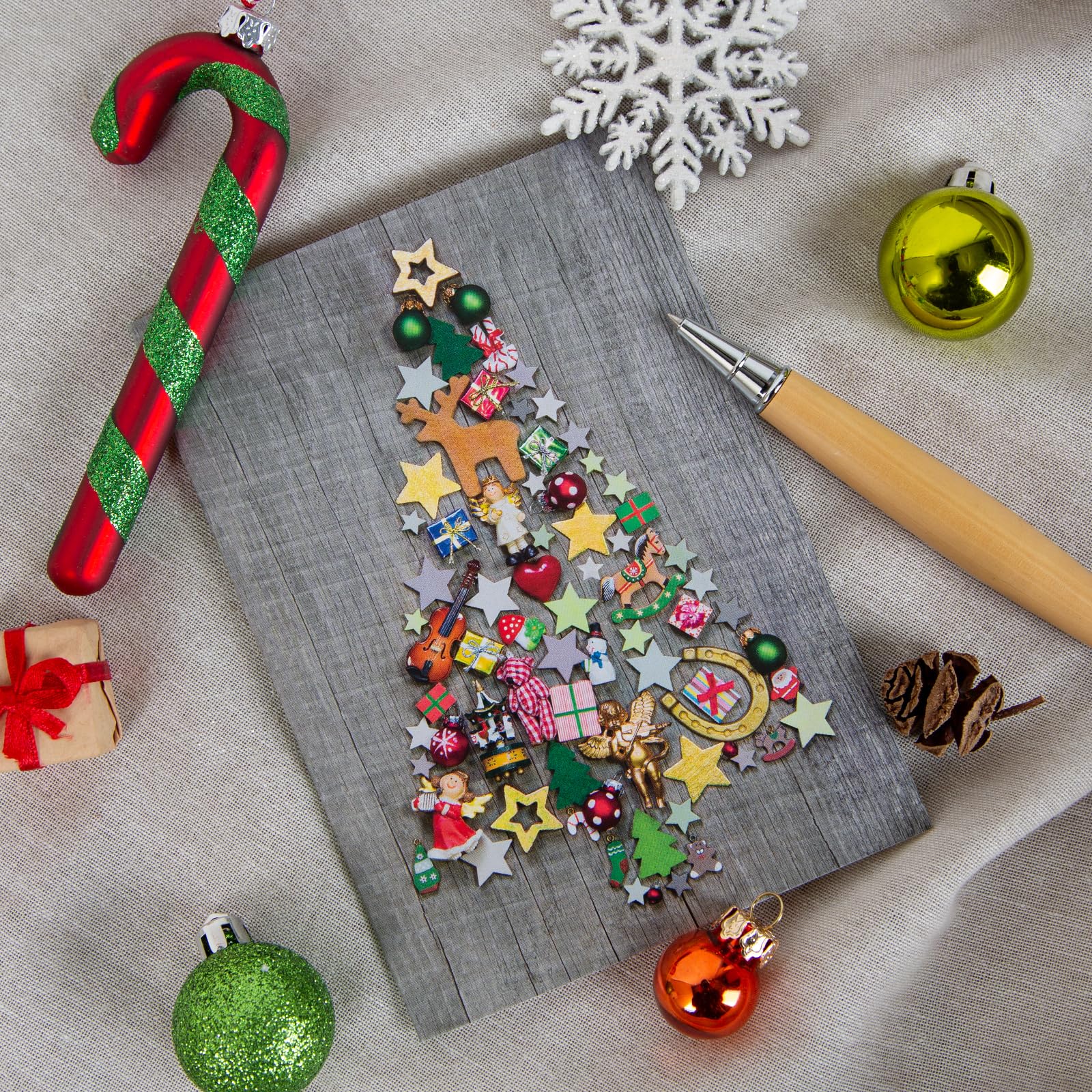 Logbuch-Verlag 100 cartes de Noël avec enveloppe - cartes de vœux avec motif de Noël - sapin de Noël