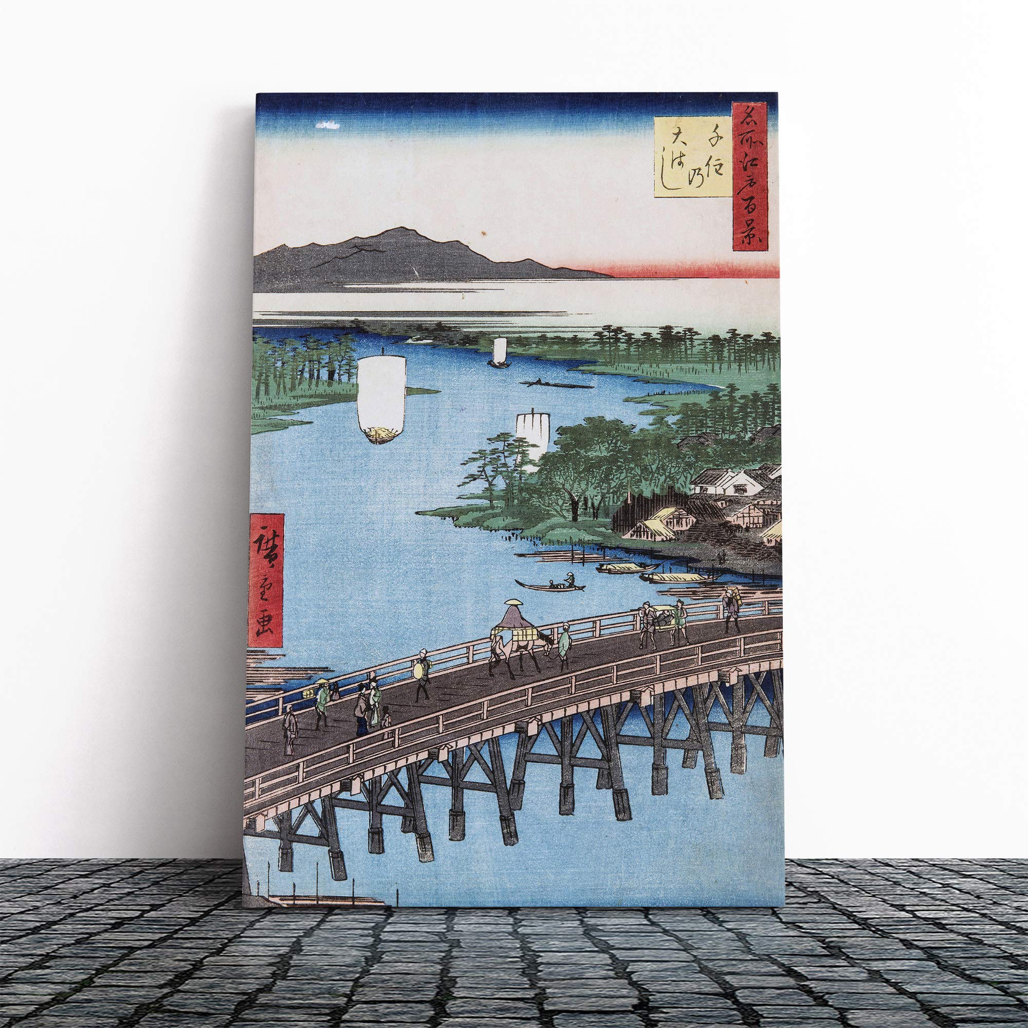 Hiroshige Japanese Oriental (33) Canvas Print | Gallery Wrapped 30mm Frame Wall Art | 24x16 inches | Ready to Hang | Asian Picture | Living Room Bedroom Lounge Office