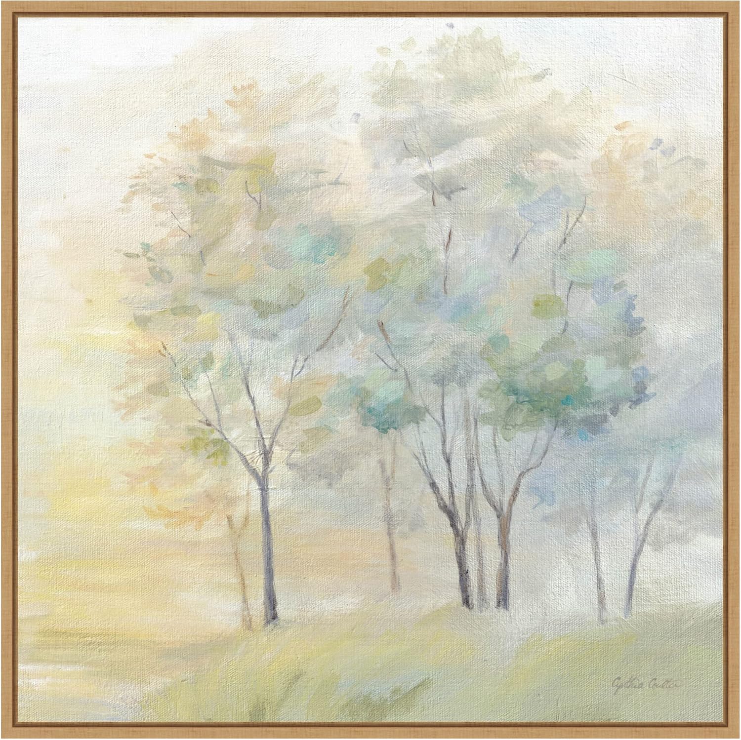 Amanti Art Framed Canvas Wall Art 30x30 Sunny Glow on Trees II by Cynthia Coulter, Framed Wall Art Canvas, Landscapes Artwork, Modern Decor, Large Poster Painting for Living Room, Bedroom, Bathroom,