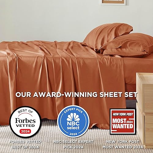 Miniatura 2 de Bedsure Juego de sábanas de tamaño King, sábanas refrescantes King, rayón derivado de bambú, bolsillo profundo de hasta 16 pulgadas, sábanas