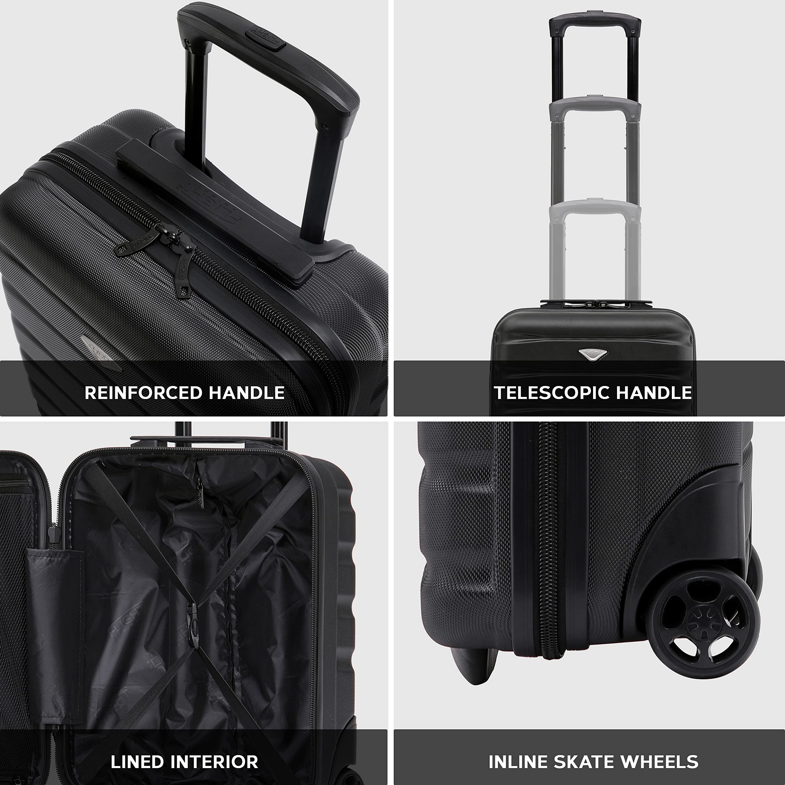 Flight Knight Set of 2 Lightweight 2 Wheel ABS Hard Case Suitcases Cabin Carry On Hand Luggage Approved for Over 100 Airlines Including British Airways, Ryanair & easyJet Approved Free Carry On