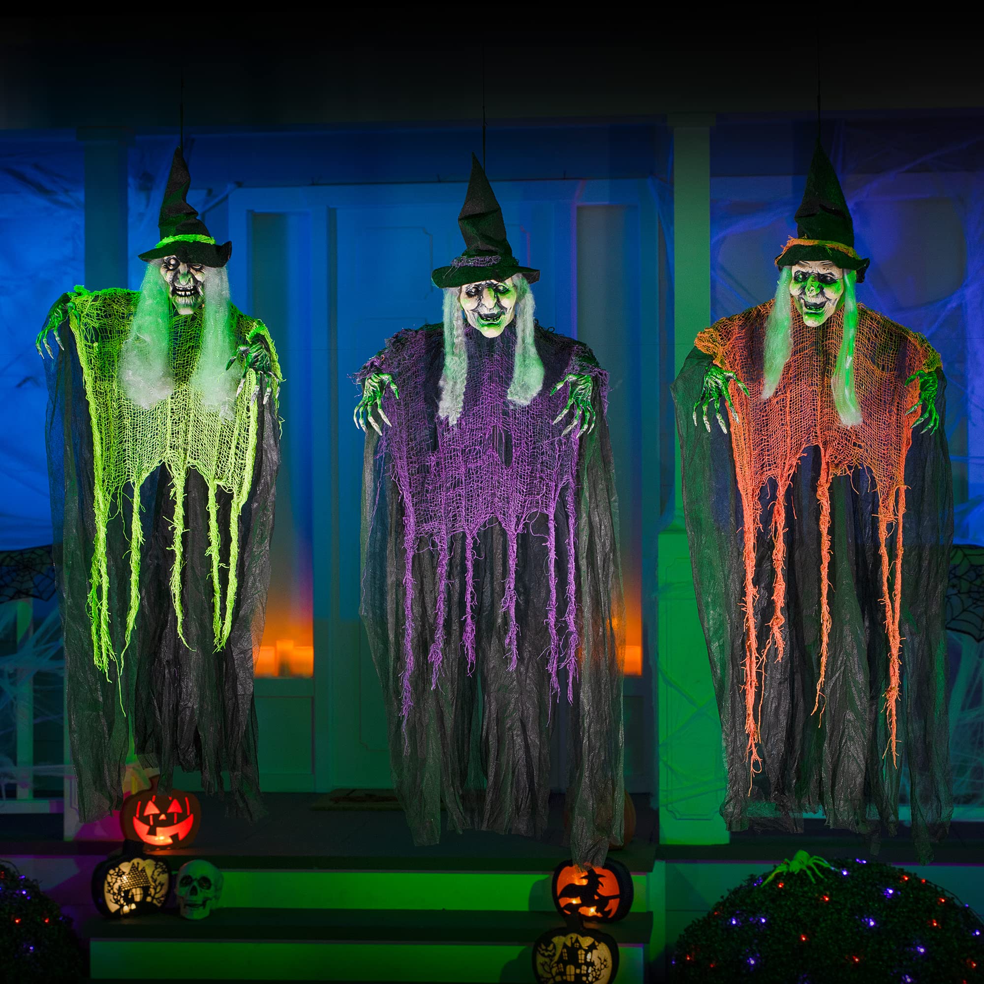 JOYIN 3-pak wiszących czarownic 89 cm z giętymi ramionami, dekoracje do wnętrz i na zewnątrz na Halloween