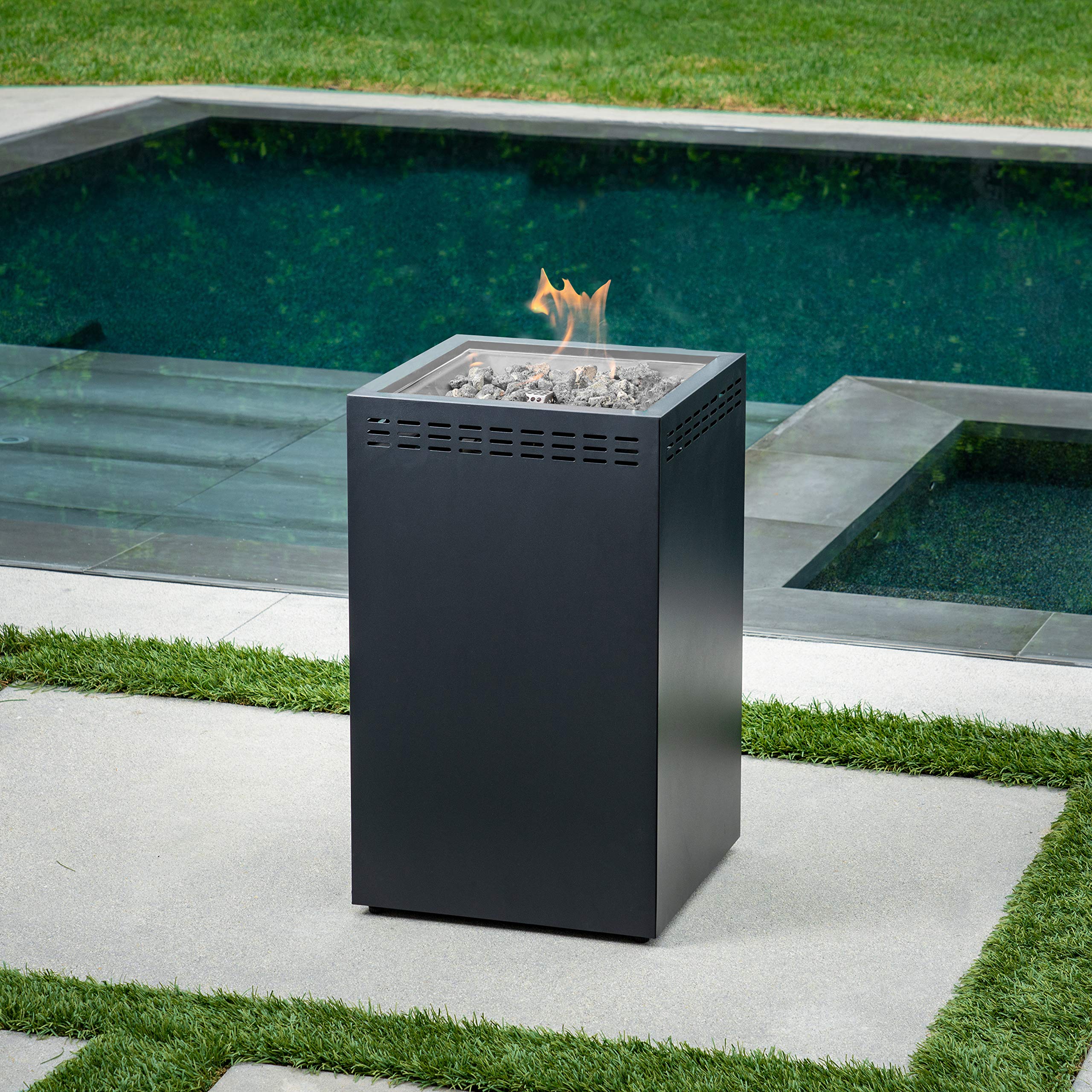 Hanover FIRESTYLE1PCFP Naples 40,000 BTU Column Fire Pit, Brown