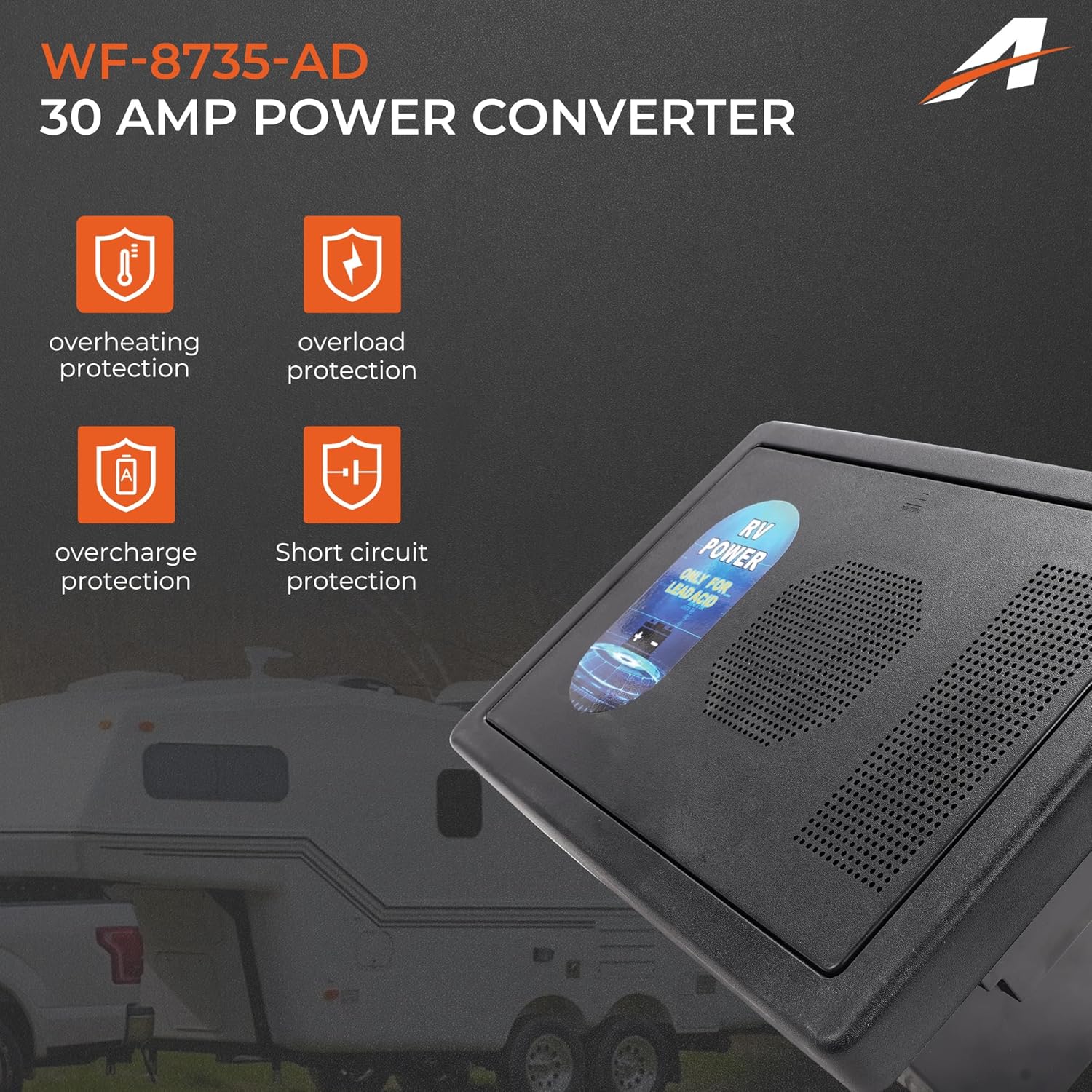 WF-8735-AD RV Converter Charger 30 Amp Power Center Support Auto Detect,35 Amp DC Output Compatible with RV Camper Caravans Travel Trailer Replace# WF-8735-P