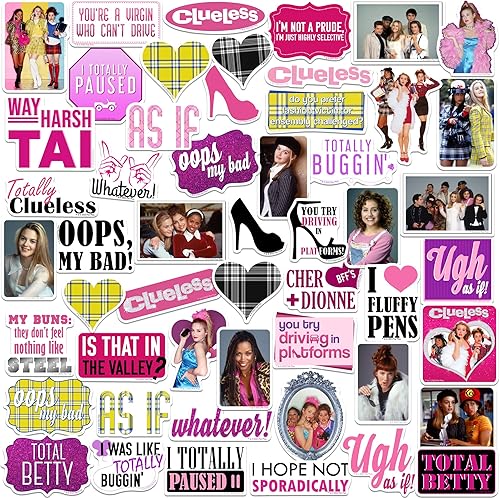Miniatura 1 de Clueless - Paquete variado de calcomanías grandes de vinilo de 50 quilates, para laptop, botella de agua, álbumes de recortes, tableta, monopatín,