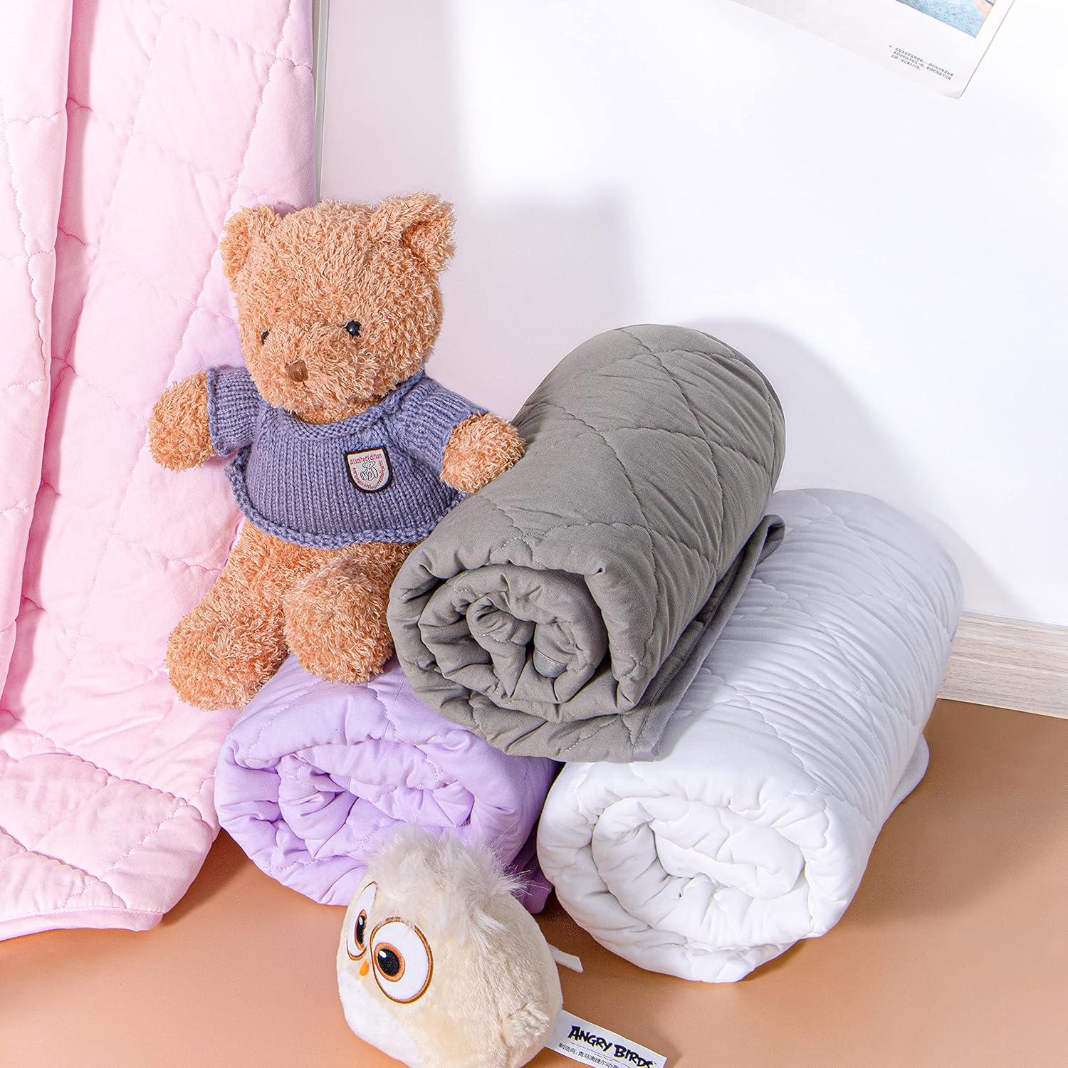 NTBAY Down Alternative Toddler Comforter, Lightweight and Warm Solid Color Baby Crib Quilted Blanket, 39x47 inches, Smoke Grey - Image 6