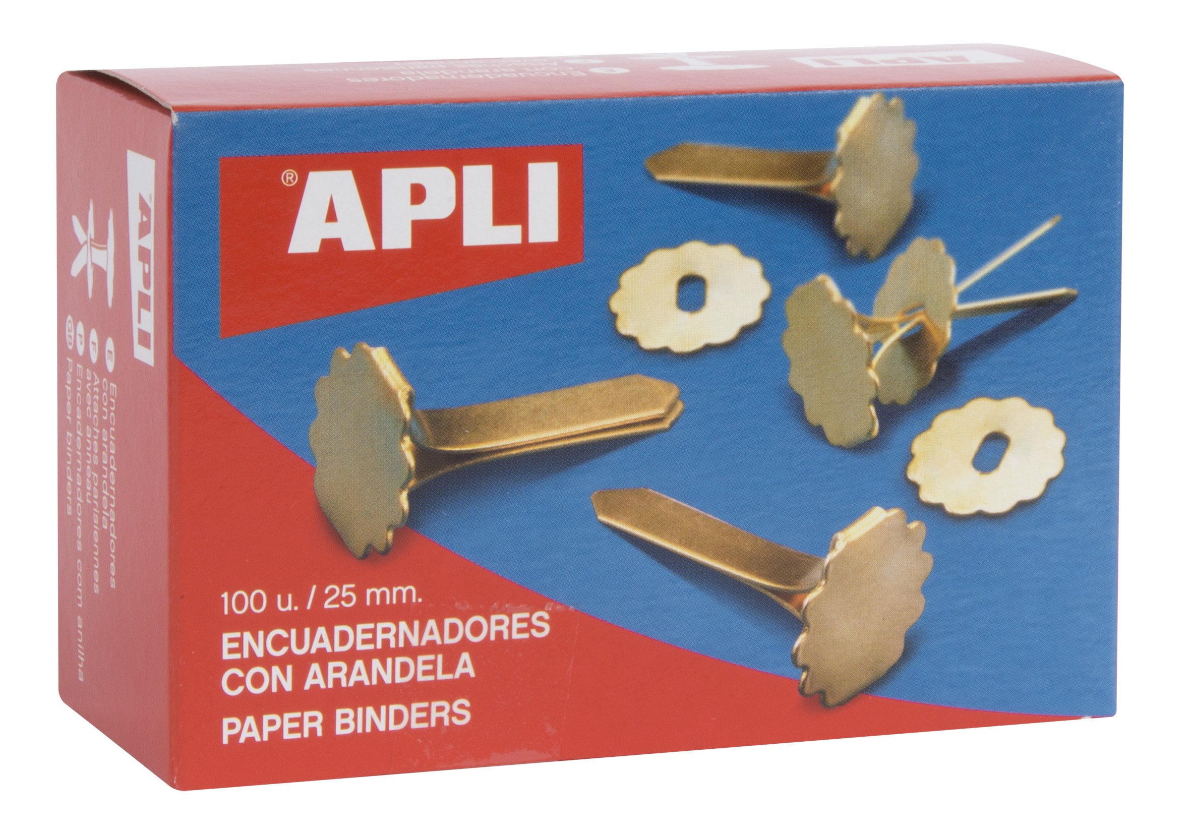 APLI 12577 Box of 100 Brads with Eyelets 25 mm