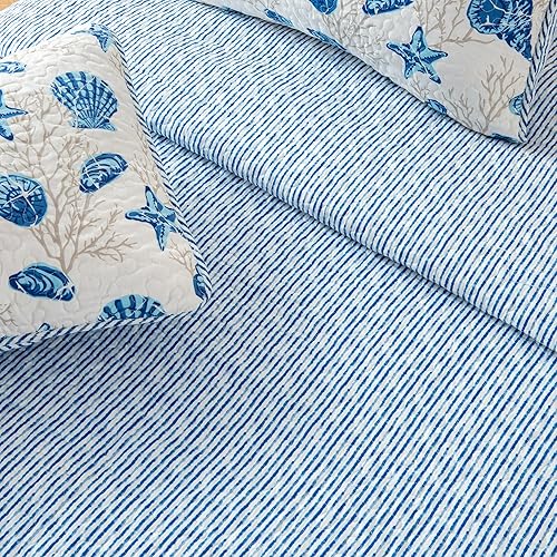 Miniatura 3 de Great Bay Home - Juego de cama de edredón costero tamaño King, edredón de verano con fundas, juego de edredón reversible de 3 piezas para playa