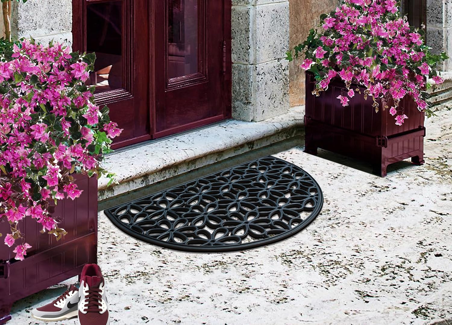 A1HC Natural Rubber Outdoor Doormat 24"x36", Heavy Duty Entryway Mat for Outside, Scrapes Dirt, Easy to Clean, Durable Front Door Mats for Patio, Porch, or Busy Areas