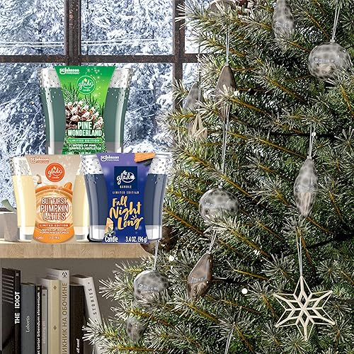 Miniatura 2 de Glade - Velas perfumadas navideñas navideñas, 6 frascos surtidos de ambientadores de temporada, noche de otoño, pino maravilloso, aromas de latte de