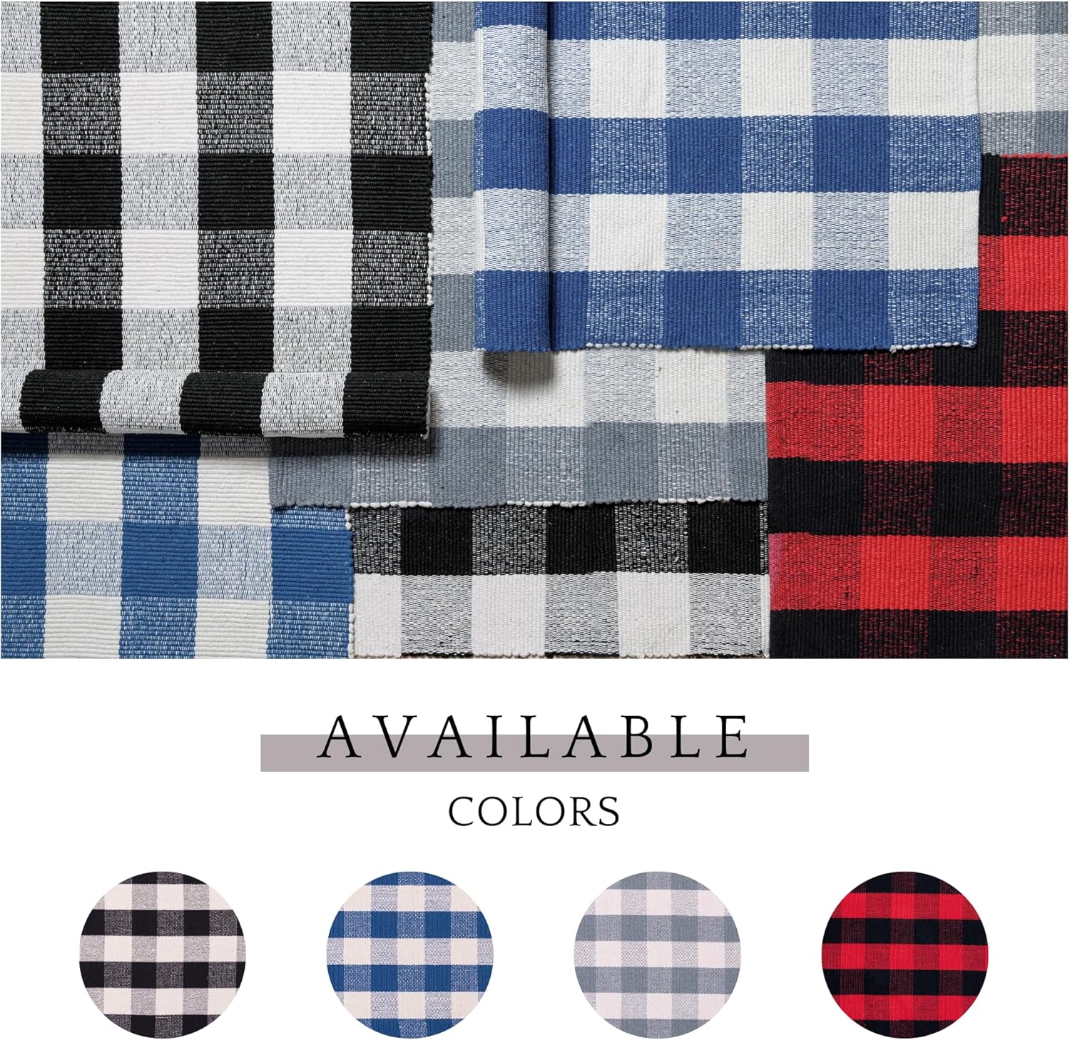 RAJRANG Buffalo Plaid Rug 27.5 x 43 Inches, Cotton Door Mat, Washable Hand Woven Checkered Indoor Outdoor Rugs, Farmhouse Decor, Front Porch, Kitchen, Entryway - Black and White