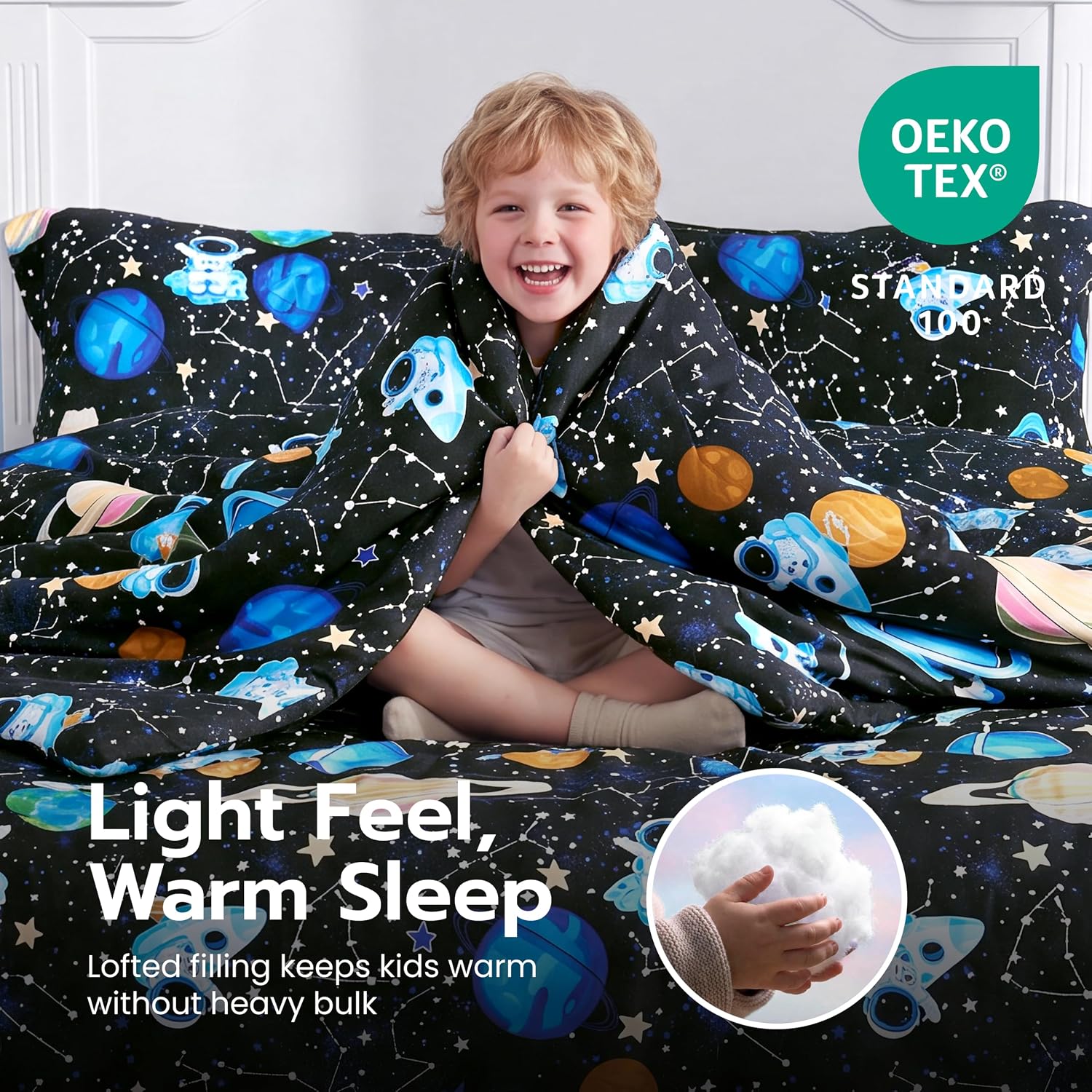 Joiedomi Kids Twin Comforter Set for Boys, 5 Pieces Twin Bedding Set for Kids, Glow in The Dark Planet Bed in a Bag with Comforter Sheets Pillowcase Pillow Sham