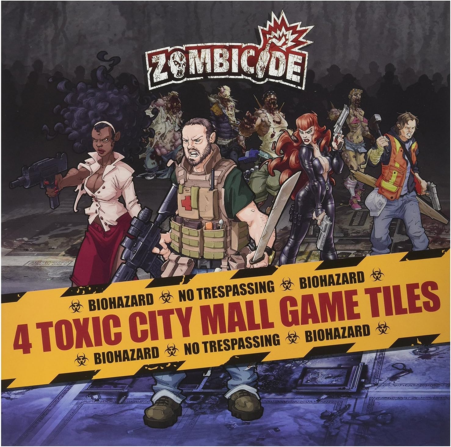 CMON Zombicide 4 Toxic City Mall Game Tiles - Expand Your Zombicide Adventures in The Toxic City Mall! Cooperative Strategy Game, Ages 14+, 1-6 Players, 1 Hour Playtime, Made