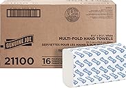 Genuine Joe Multifold Hand Towels, 9.5" x 9.10", 1-Ply, White, 250/Pack, 16 Count