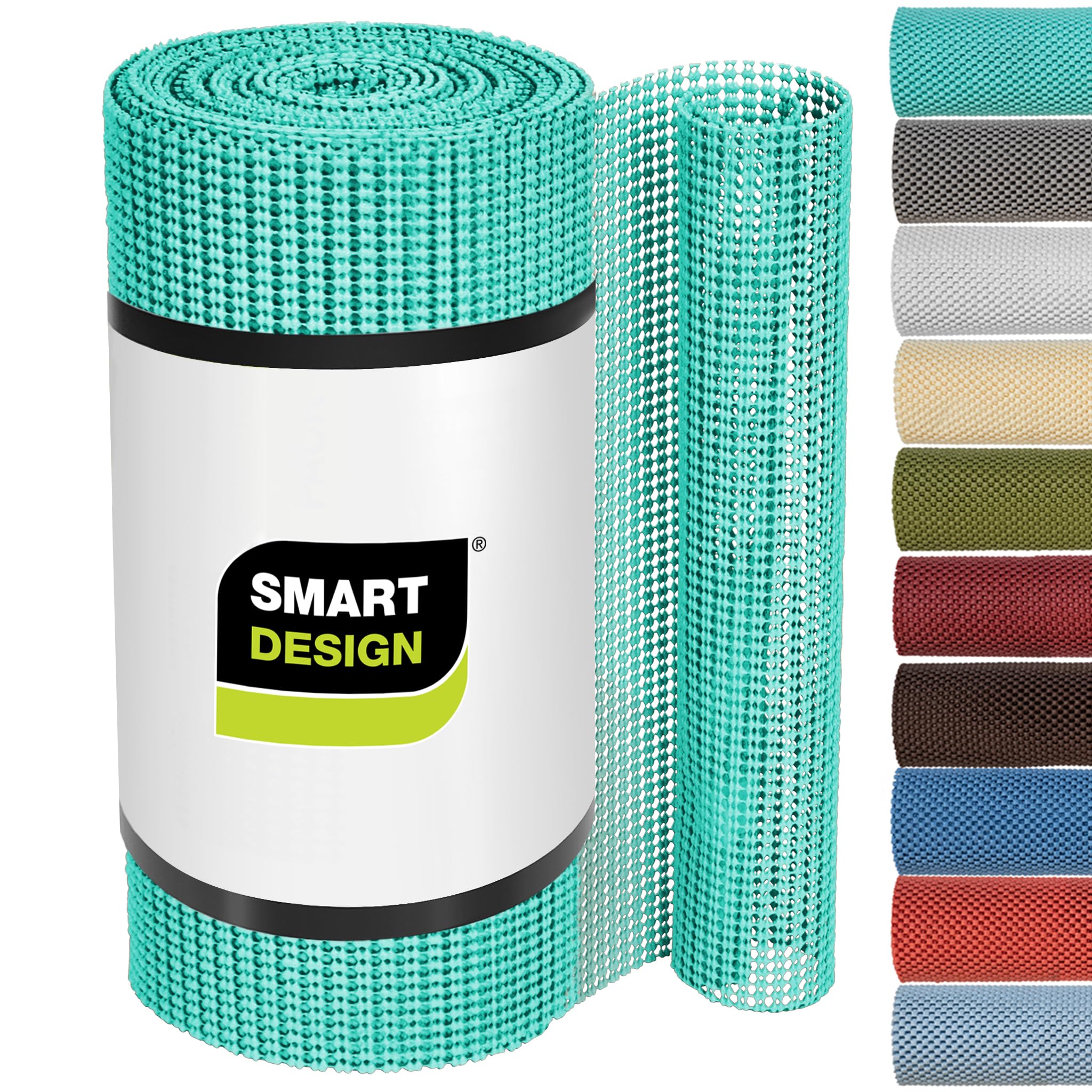 Smart Design Classic Grip Shelf Liner- Non Adhesive Home Organization Shelf Liners - Strong Grip, Non Slip, Easy Clean - Perfect for Desk, Shelves, Kitchen, Bathroom, Cabinet Protection - Mint