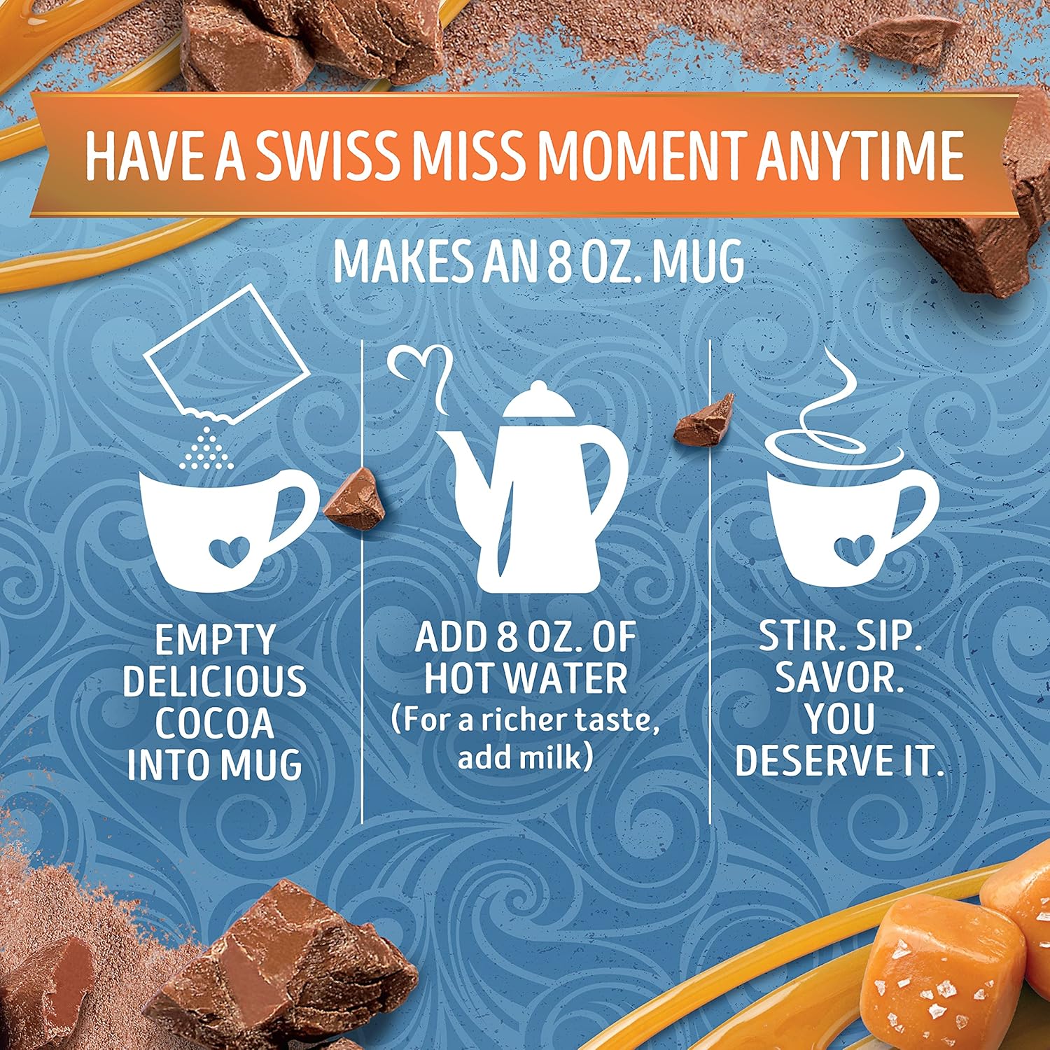 Swiss Miss Salted Caramel Flavored Hot Cocoa Mix, 1.38 oz 8 ct (Pack of 5)