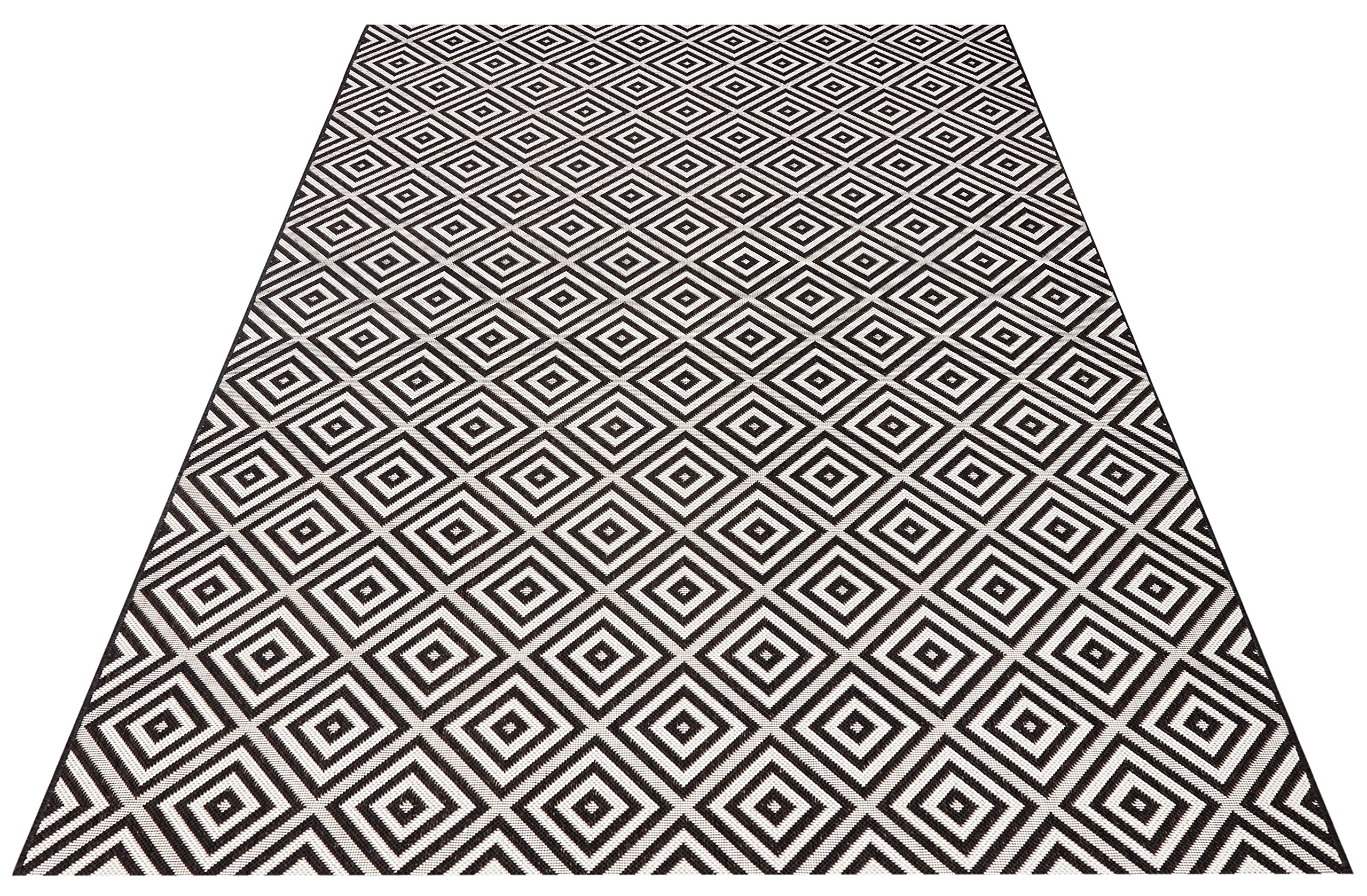 NORTHRUGS In- und Outdoor Teppich Karo 160x230cm - Wetterfest Modern Geometrisches Muster Kariert Allover Design Läufer für Balkon Terrasse Garten Wintergarten Wohnzimmerteppich Wasserfest in Schwarz