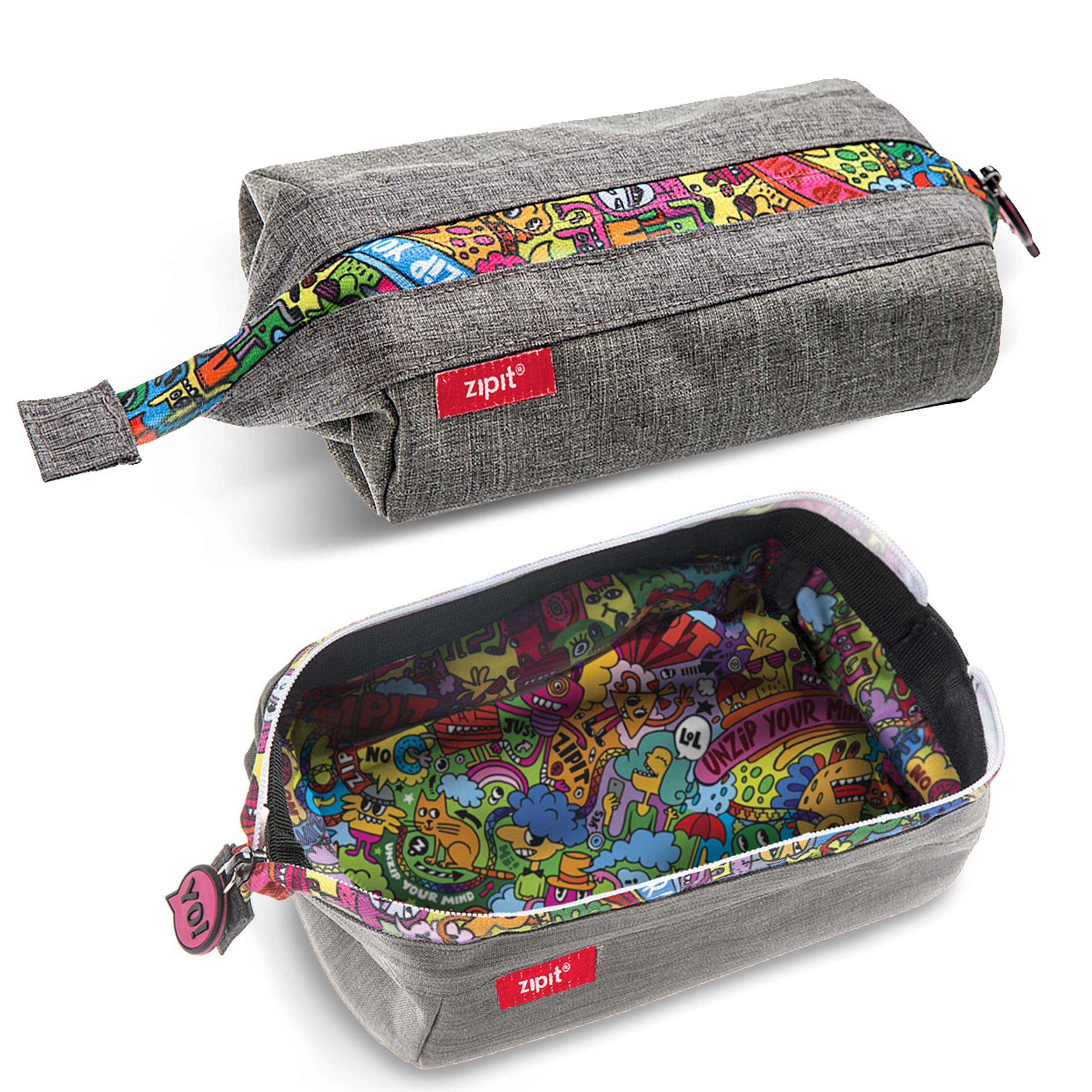 ZIPIT Lenny Astuccio Capiente per Scuola, Portapenne Grande Capacità per Matite, Penne e Cancelleria, Grigio