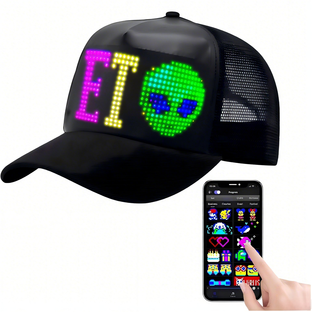 Amazon.com: LED Hats, LED Display Screen Baseball Caps with  display picture 1
